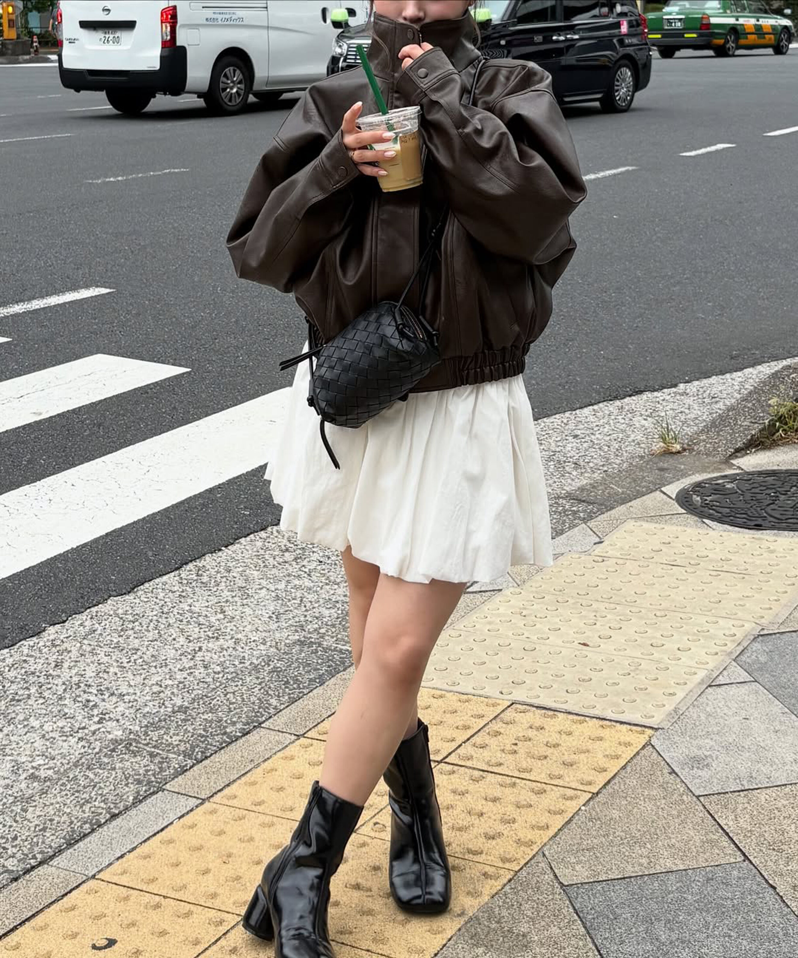  「スタンド合皮ブルゾン」|ブルゾン・スタジャン|ブラウン