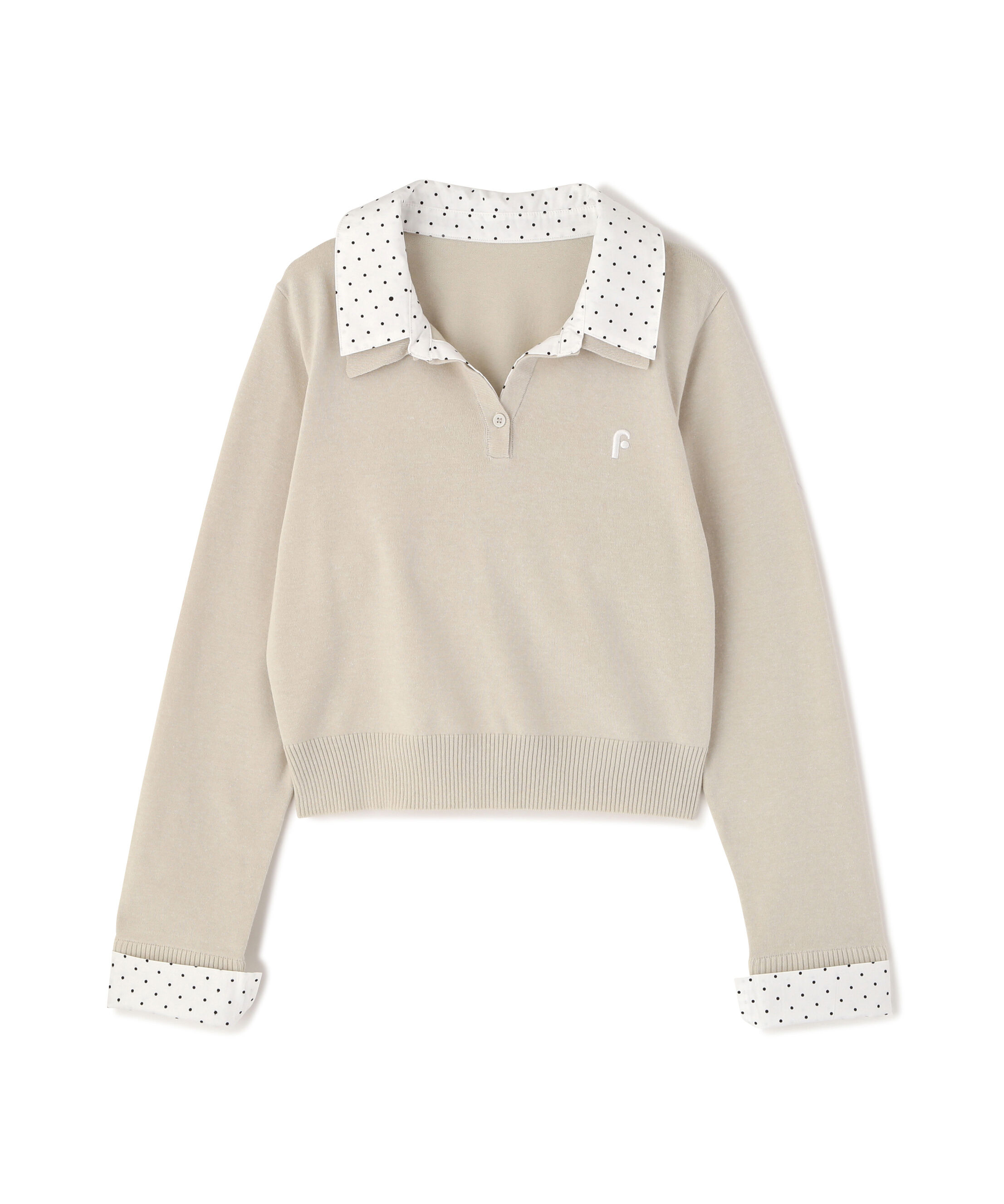  「衿付きレイヤード風ポロニット」|ニット・セーター|