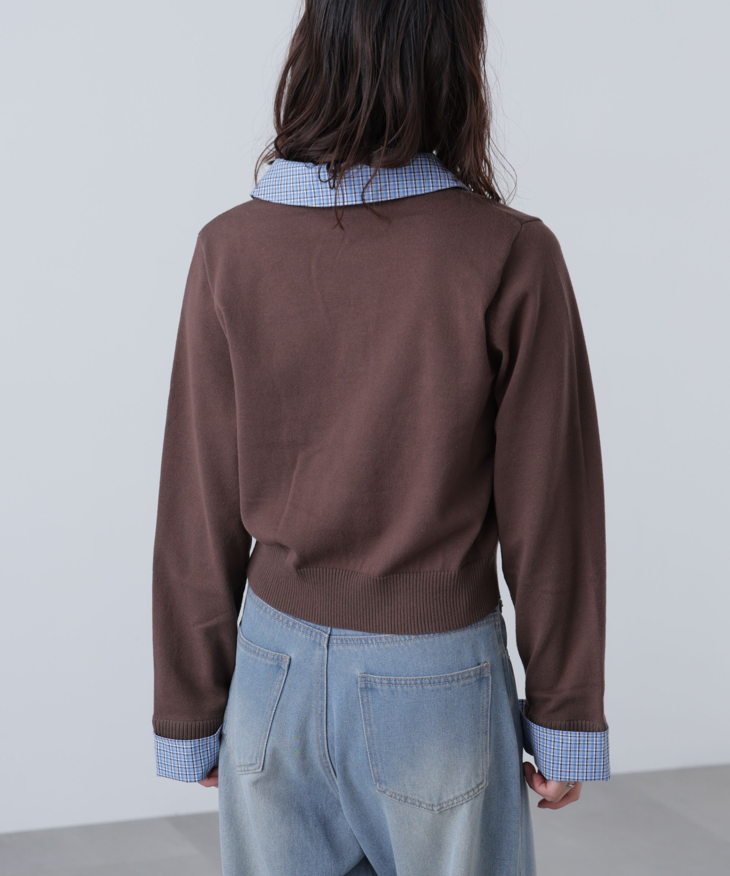  「衿付きレイヤード風ポロニット」|ニット・セーター|