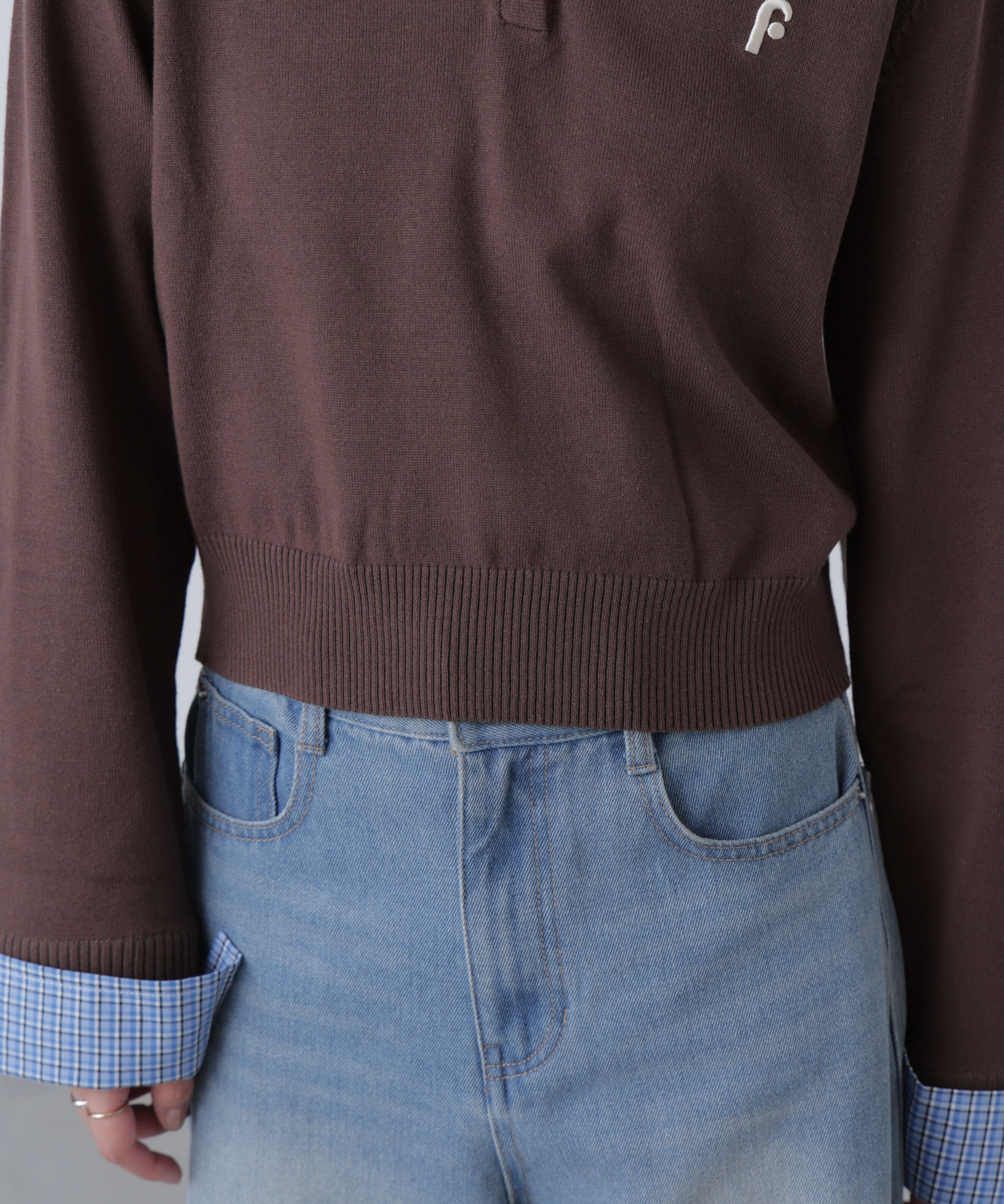  「衿付きレイヤード風ポロニット」|ニット・セーター|