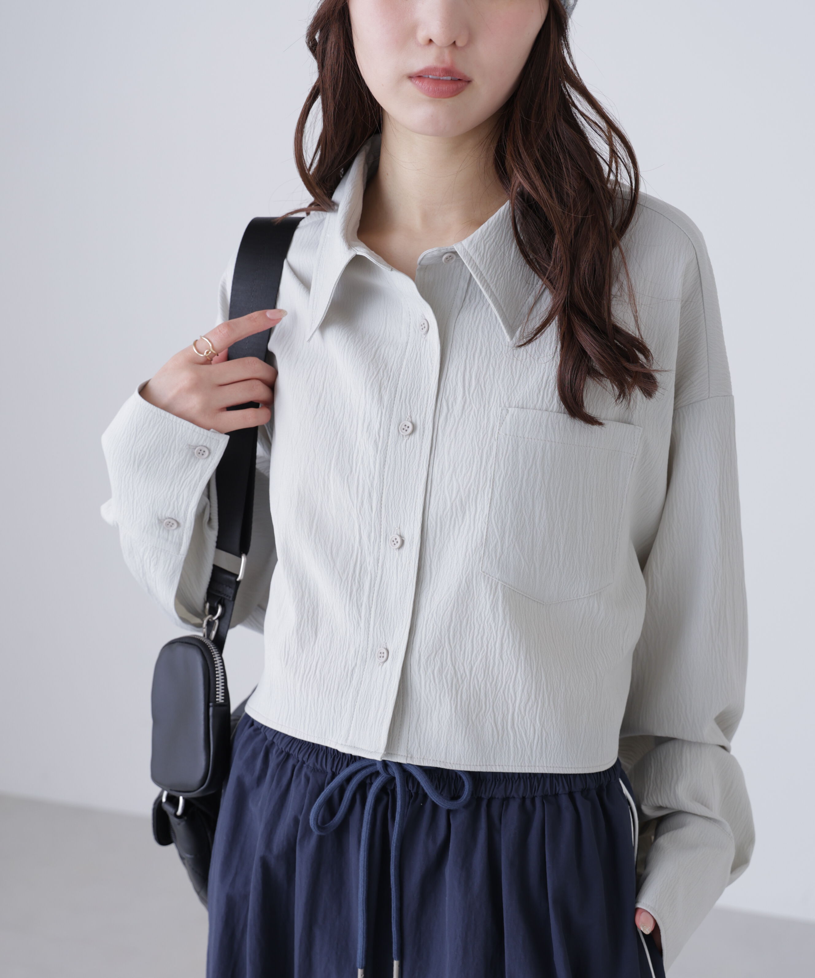  「バックレースアップショート丈シャツ」|シャツ・ブラウス|