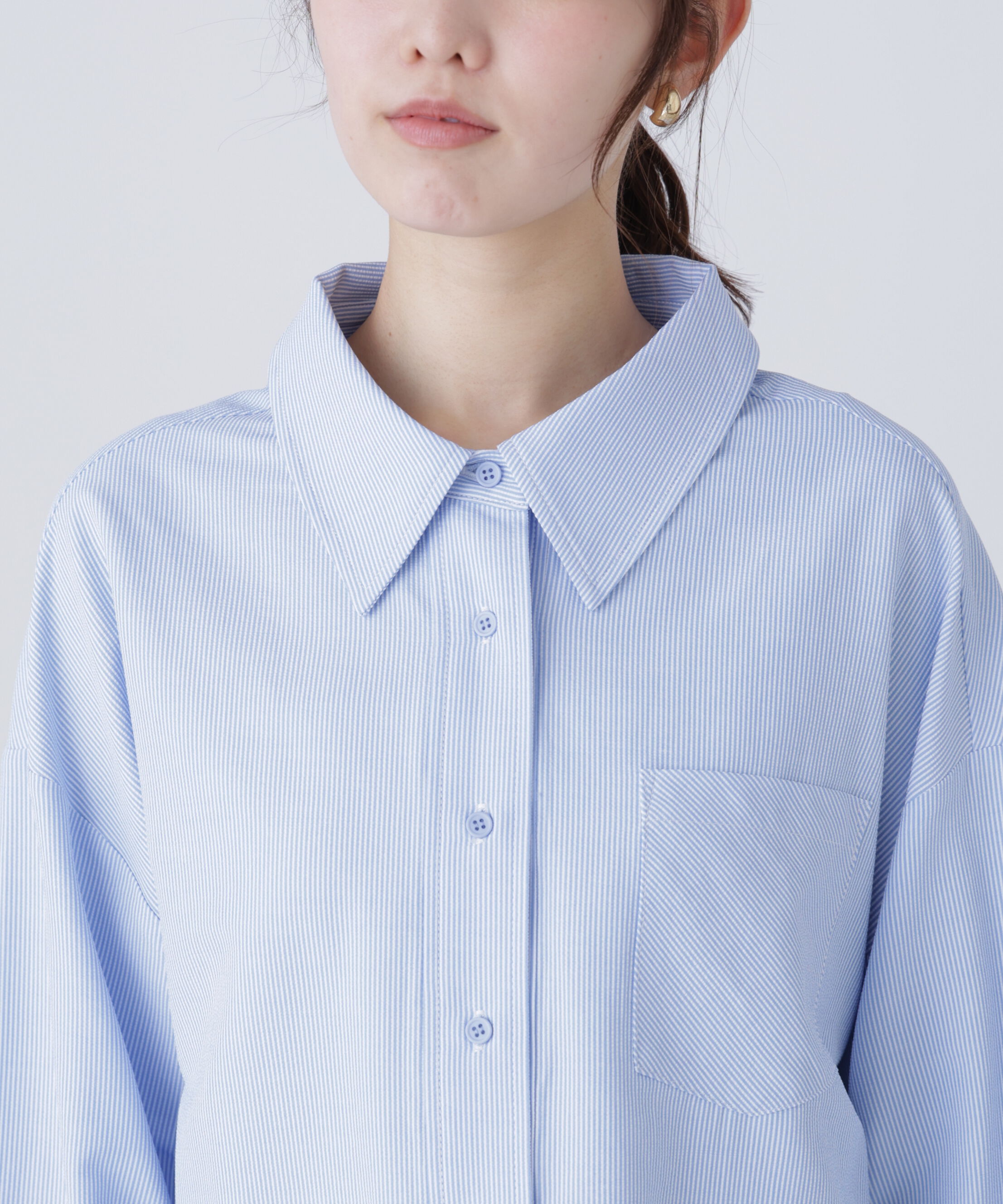  「バックレースアップショート丈シャツ」|シャツ・ブラウス|