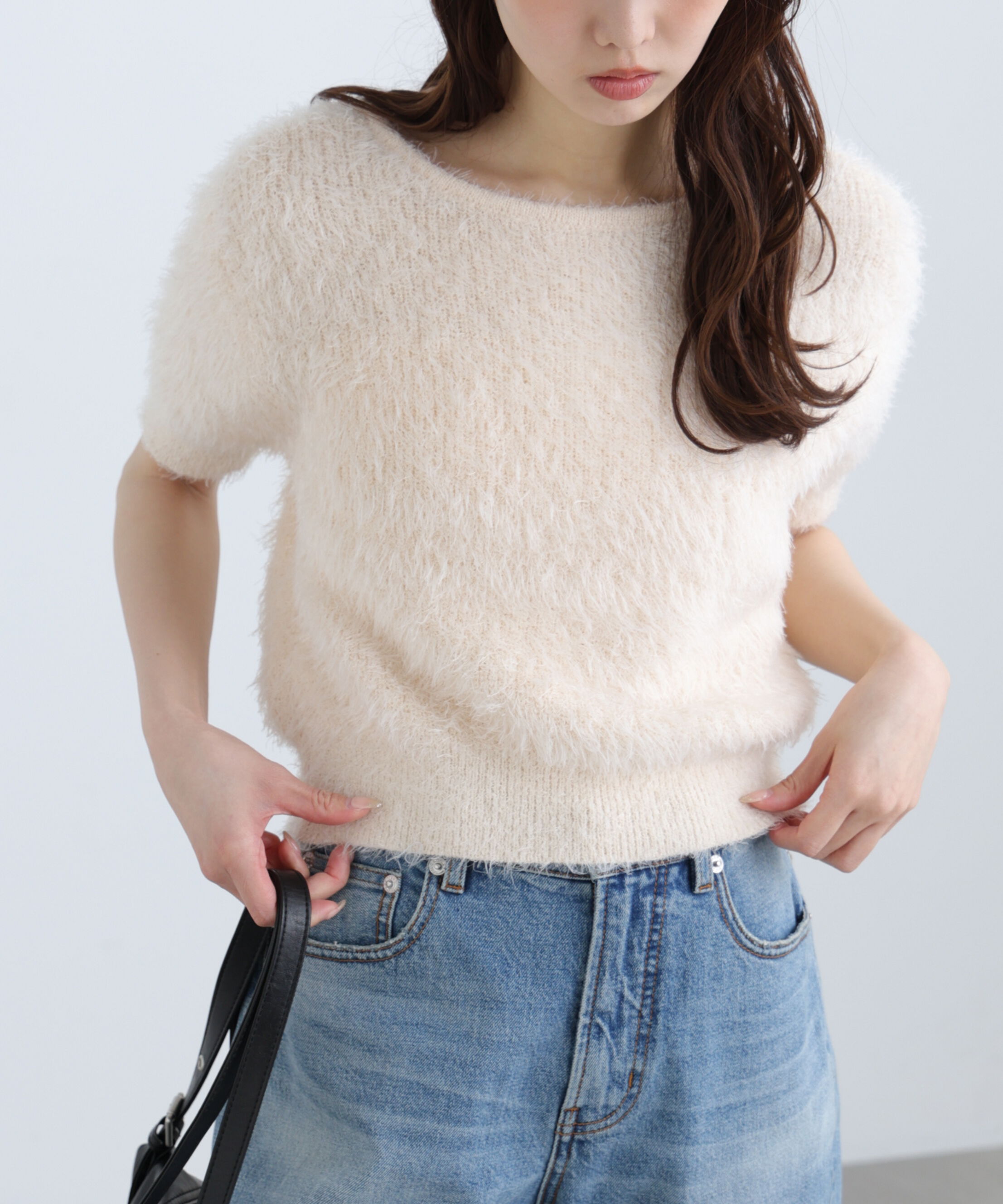  「前後2wayシャギー半袖ニット」|ニット・セーター|