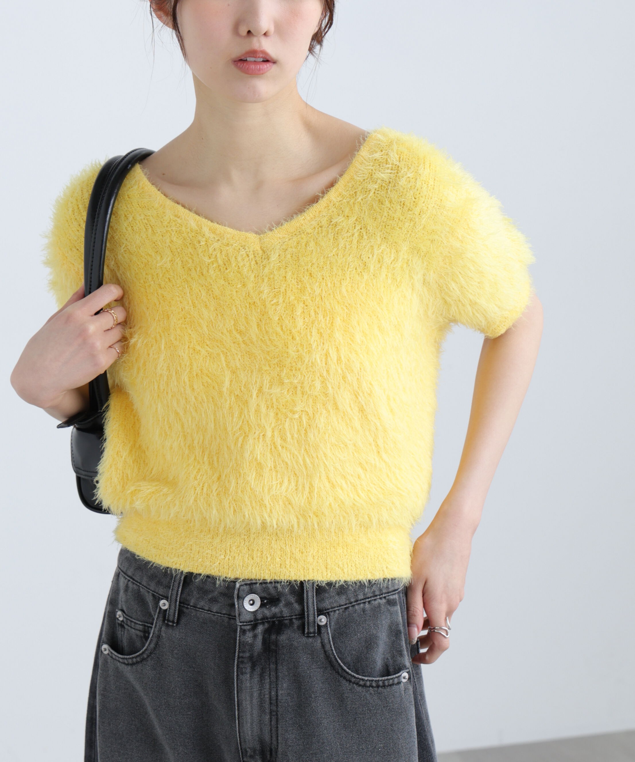  「前後2wayシャギー半袖ニット」|ニット・セーター|