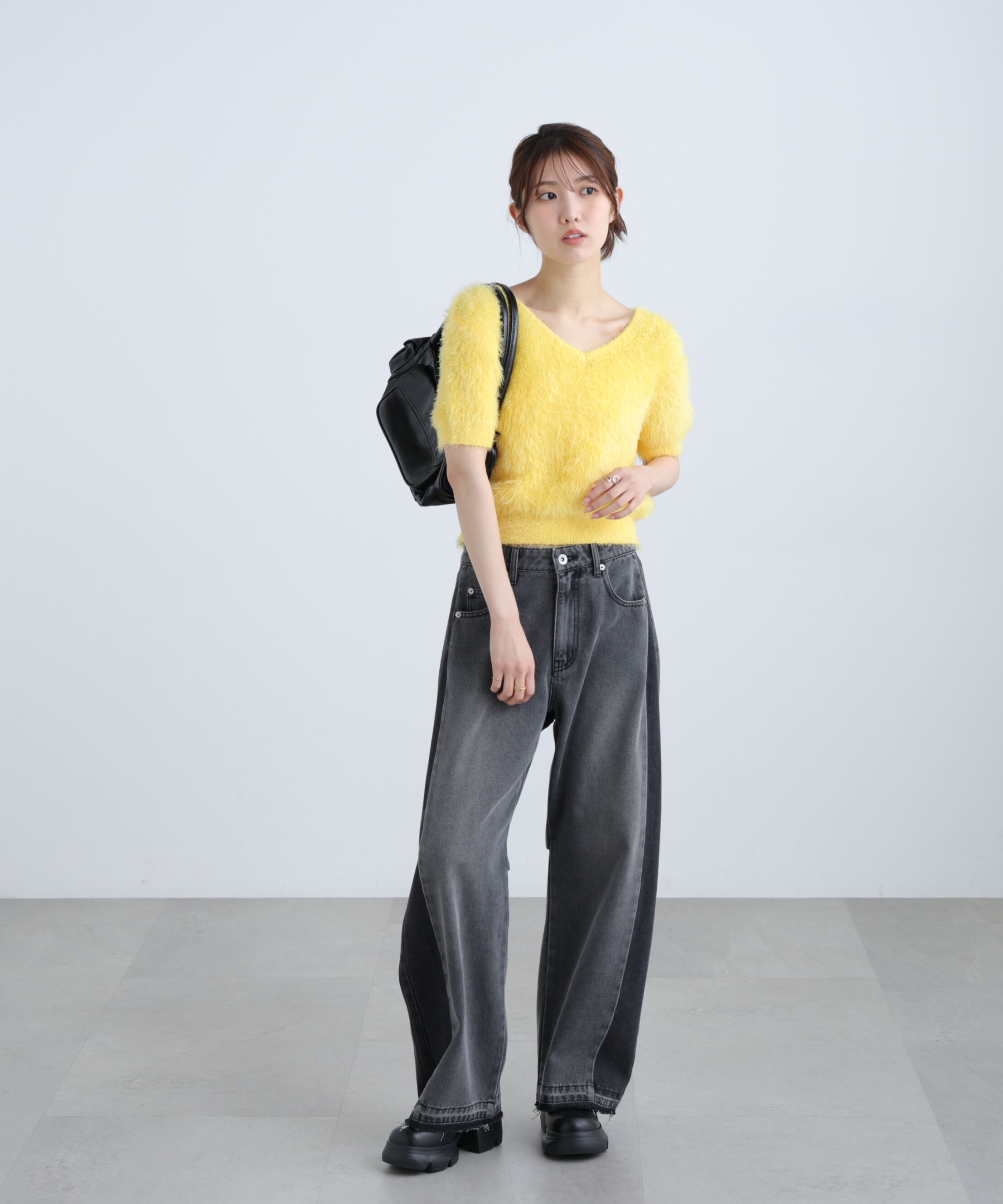  「前後2wayシャギー半袖ニット」|ニット・セーター|