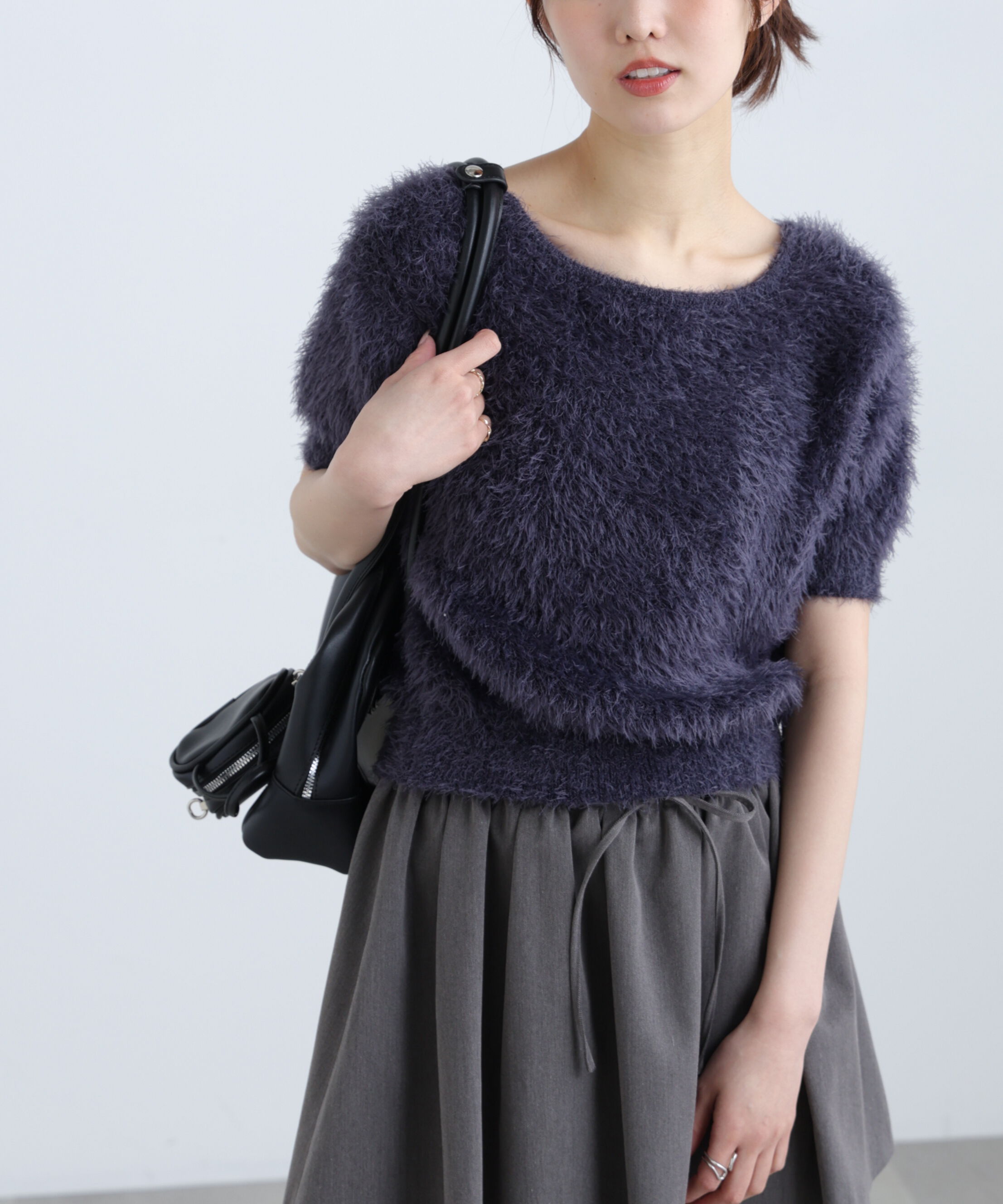  「前後2wayシャギー半袖ニット」|ニット・セーター|