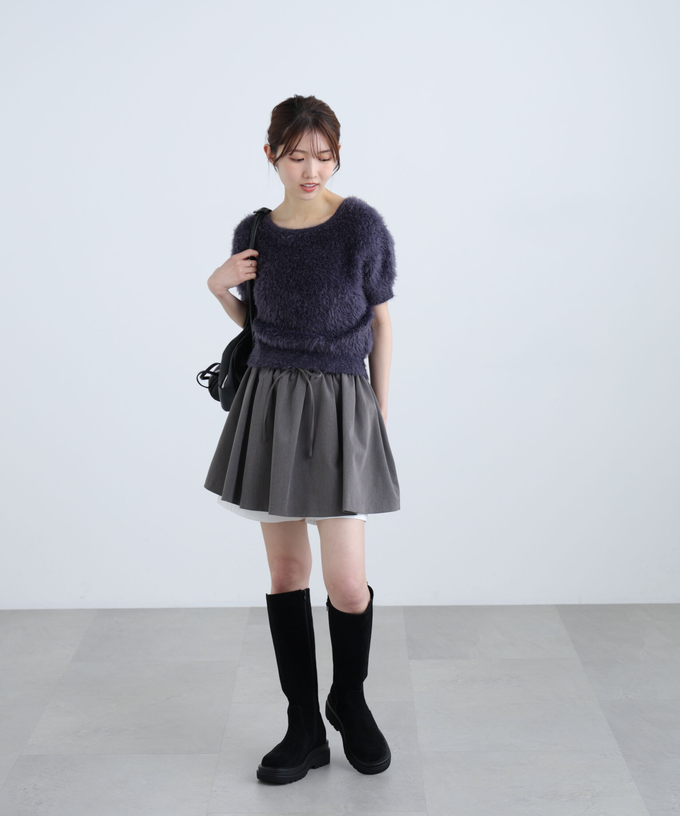  「前後2wayシャギー半袖ニット」|ニット・セーター|