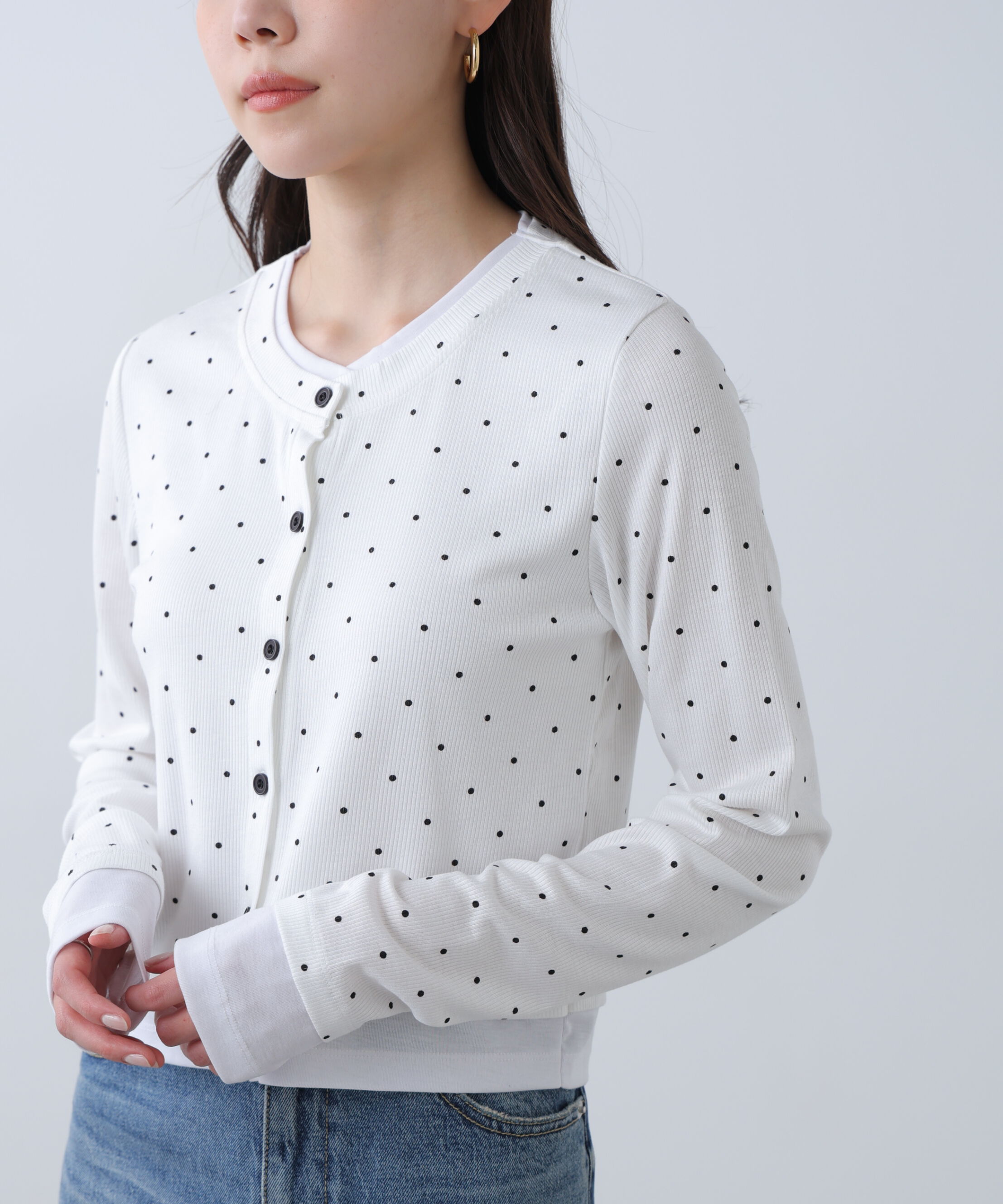  「レイヤード風カットソーカーディガン」|Tシャツ・カットソー|