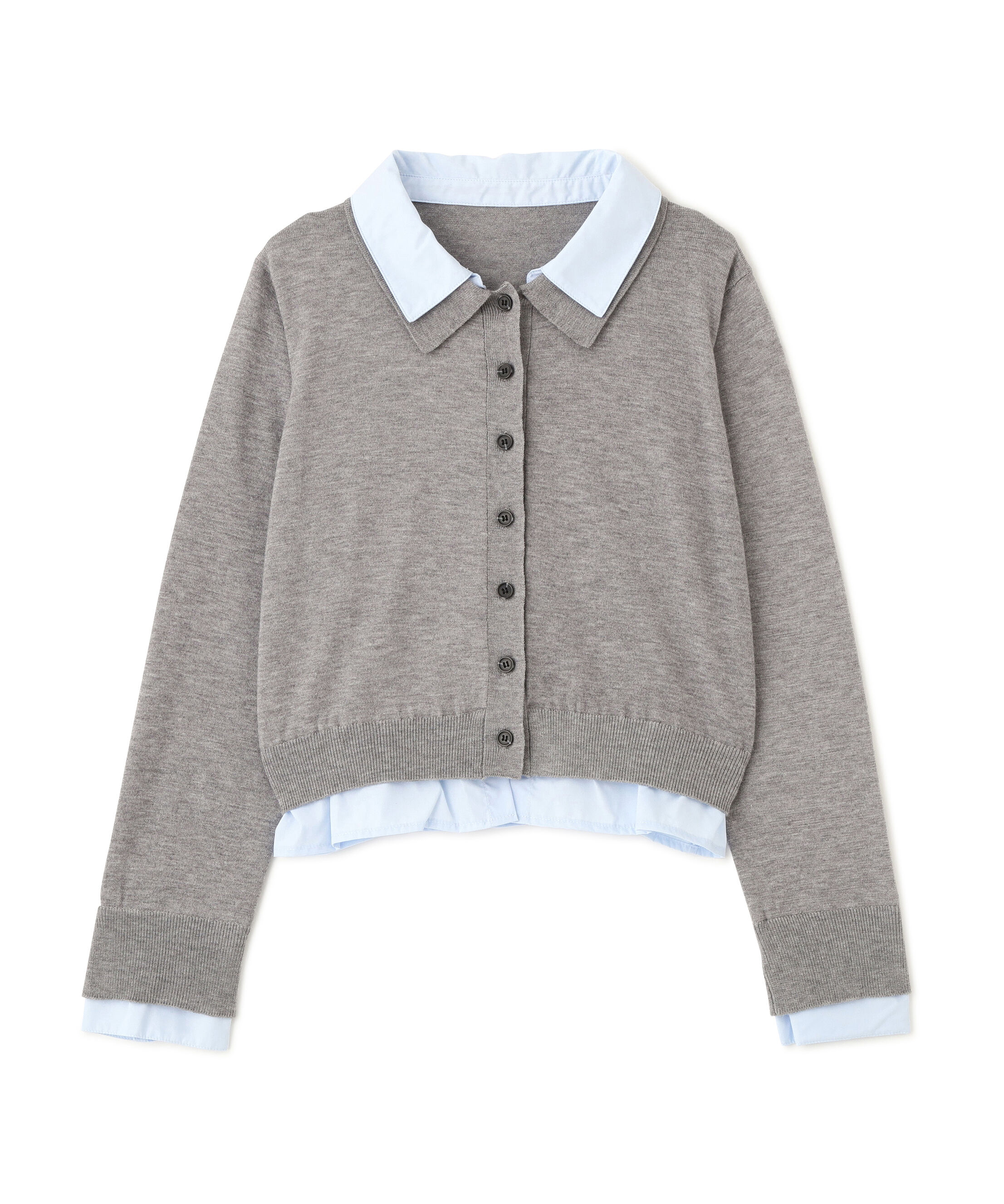  「シャツフェイクレイヤードポロカーディガン」|ニット・セーター|