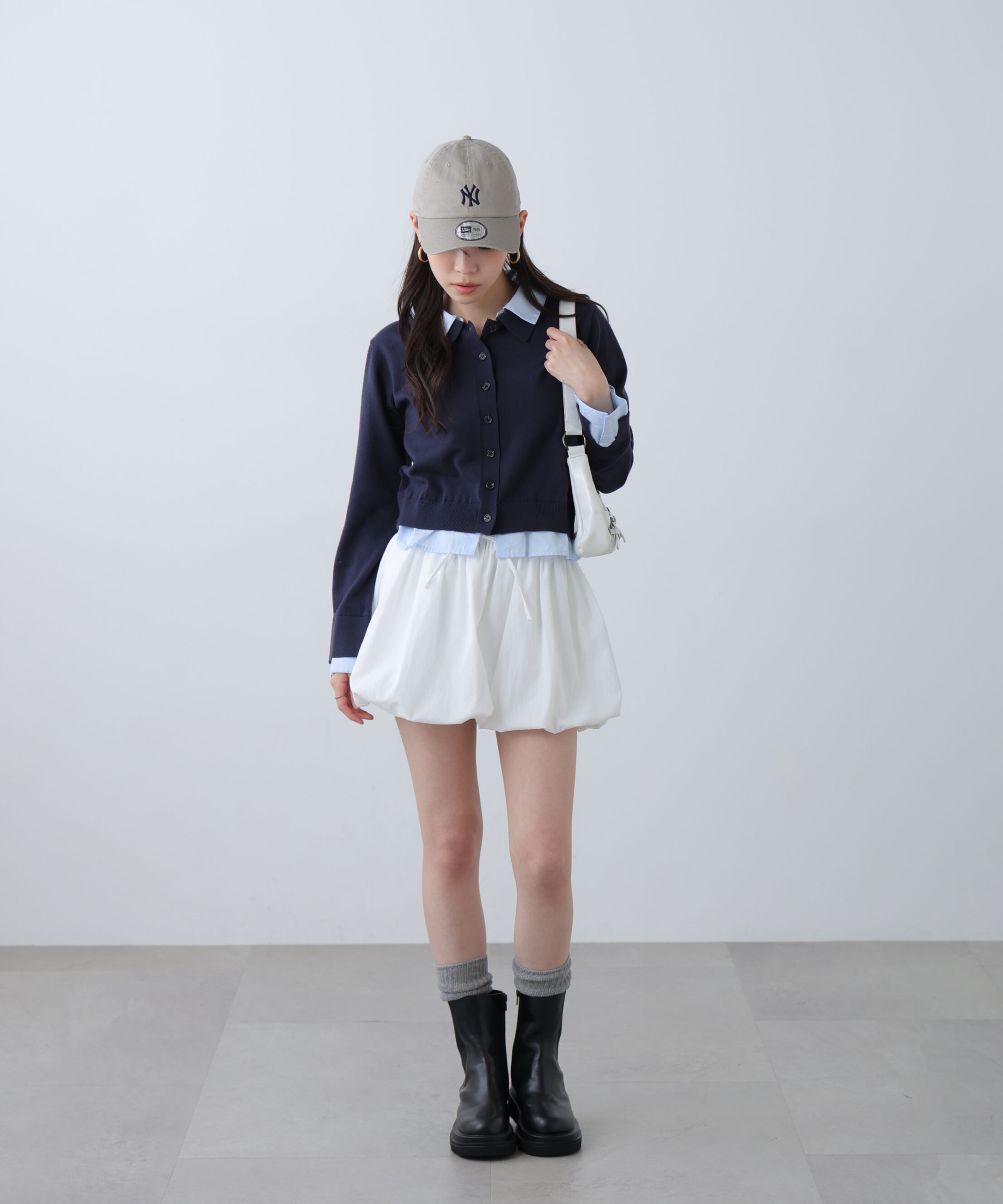  「シャツフェイクレイヤードポロカーディガン」|ニット・セーター|