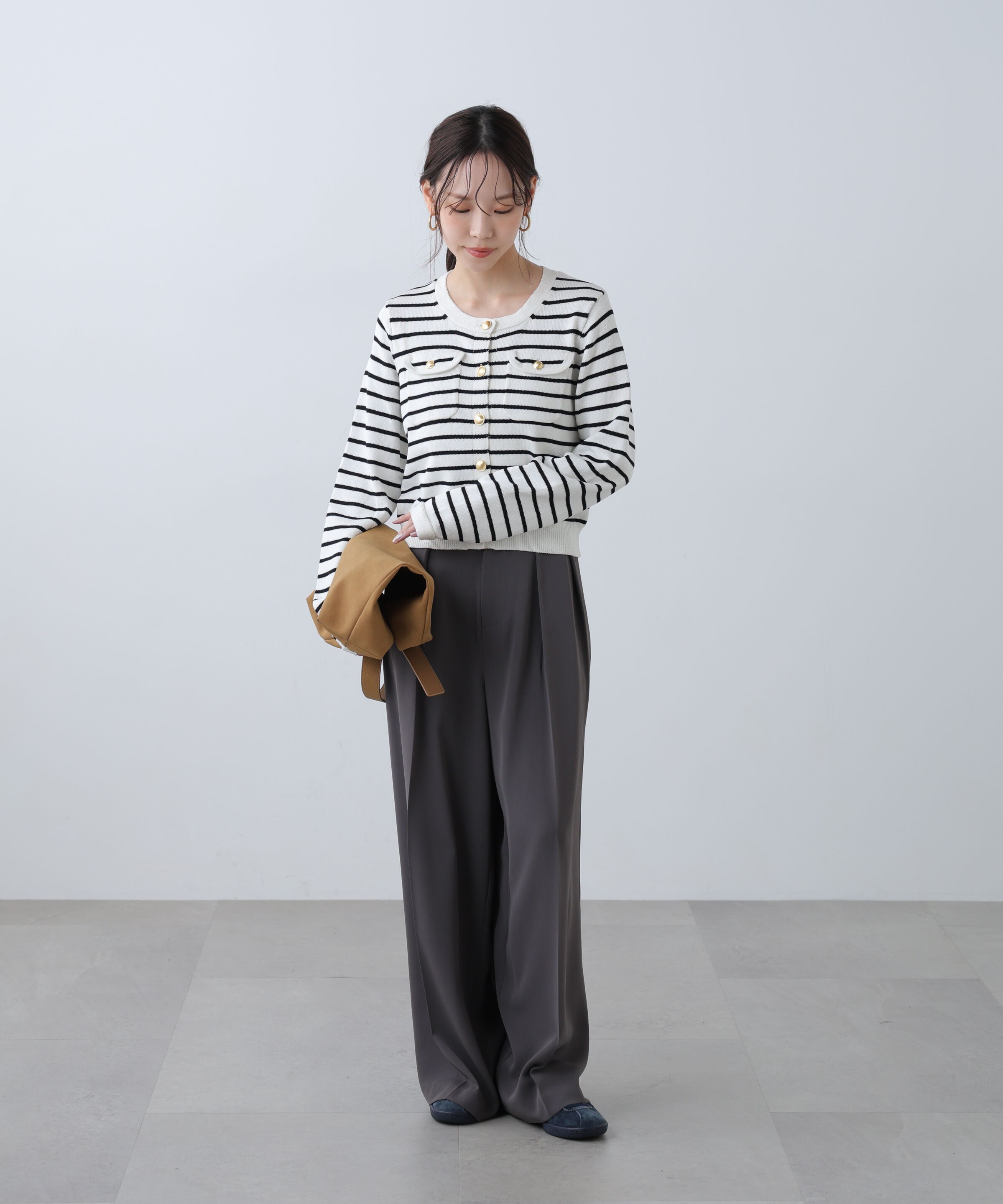  「フロントポケット金ボタンニットカーディガン」|ニット・セーター|