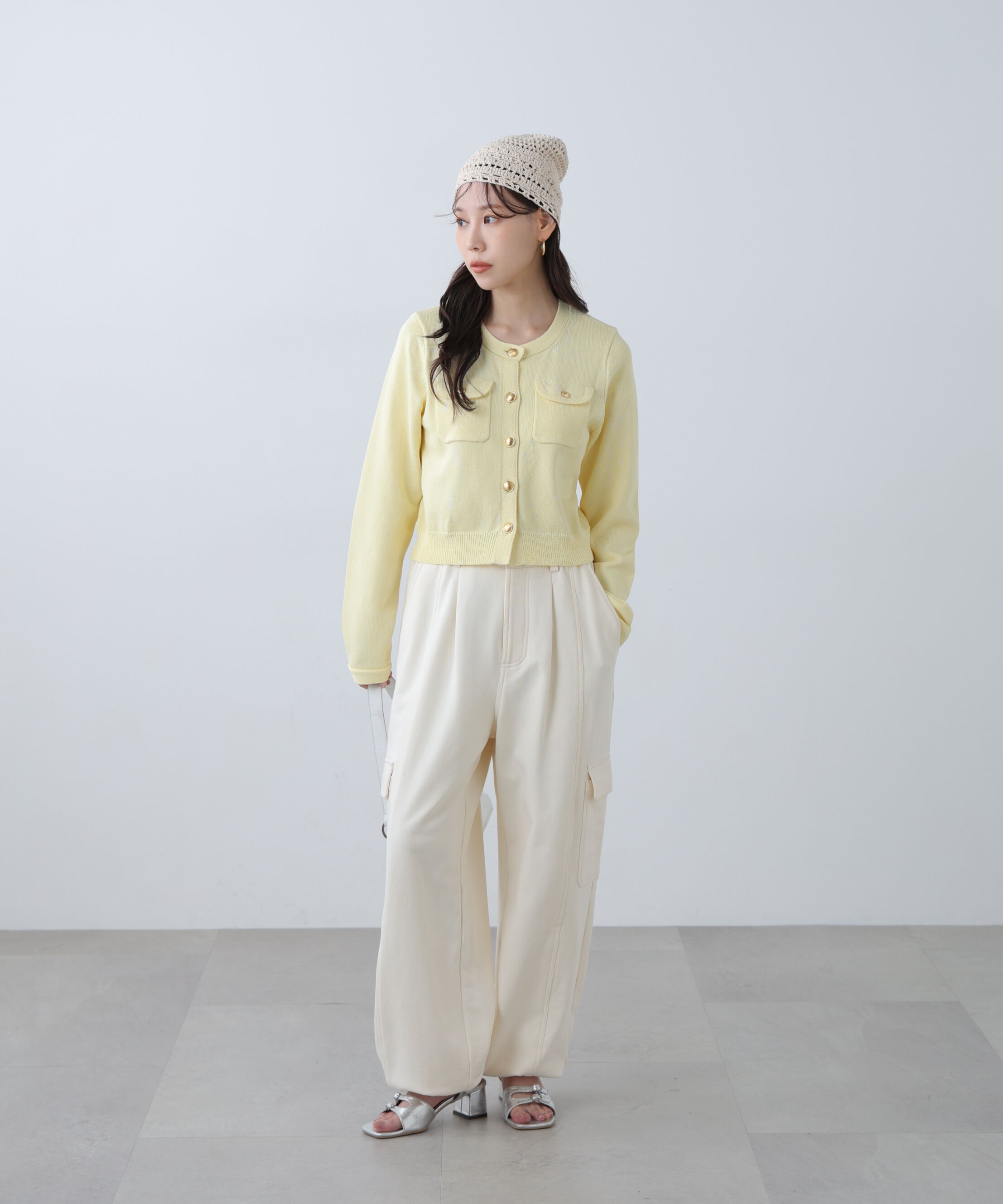  「フロントポケット金ボタンニットカーディガン」|ニット・セーター|