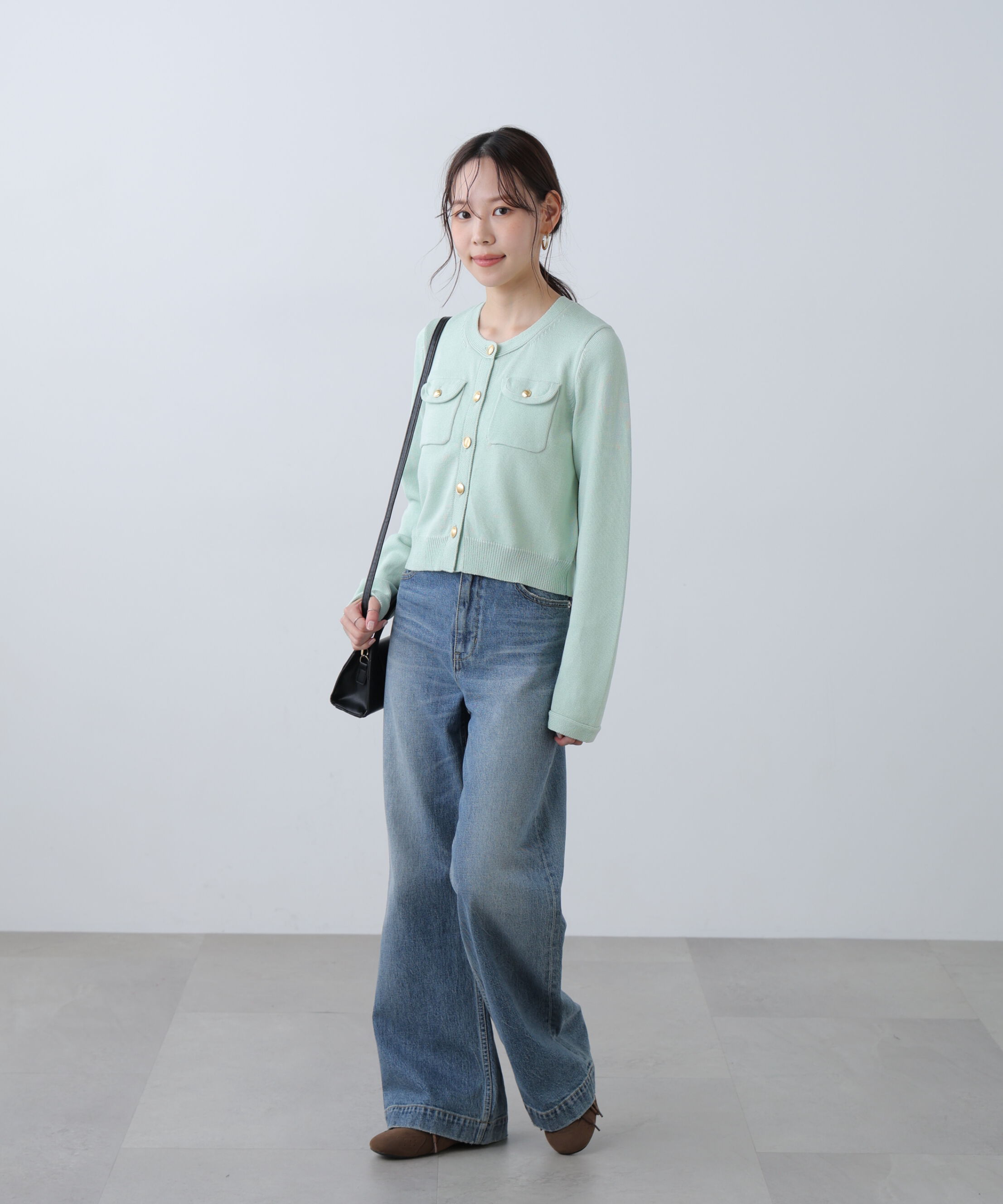  「フロントポケット金ボタンニットカーディガン」|ニット・セーター|