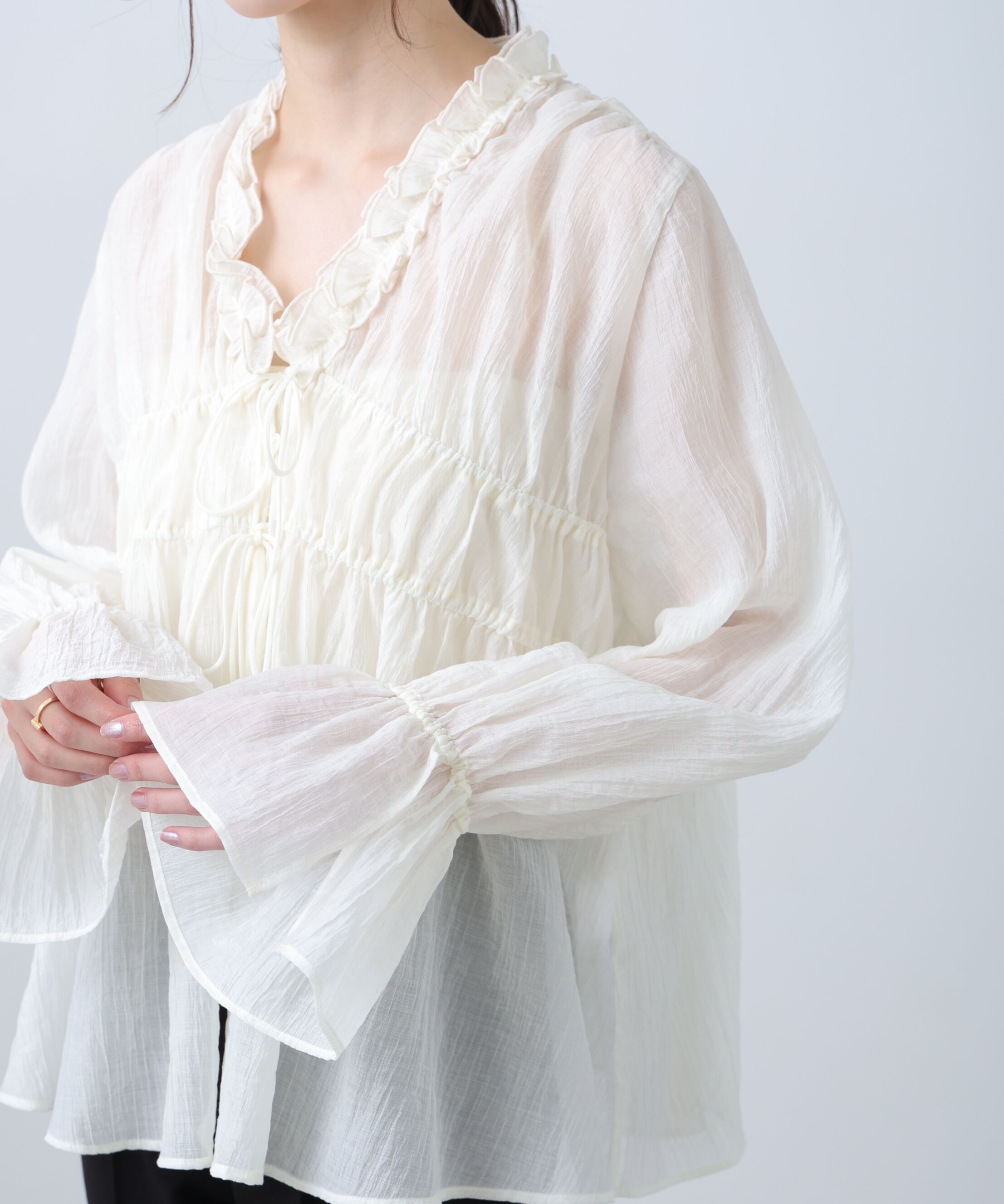  「シャーリングドロストブラウス」|シャツ・ブラウス|