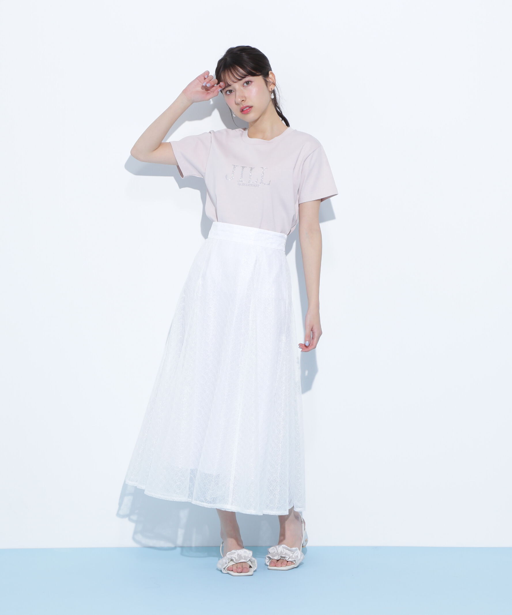  「シャイニーレースフレアスカート」|スカート|