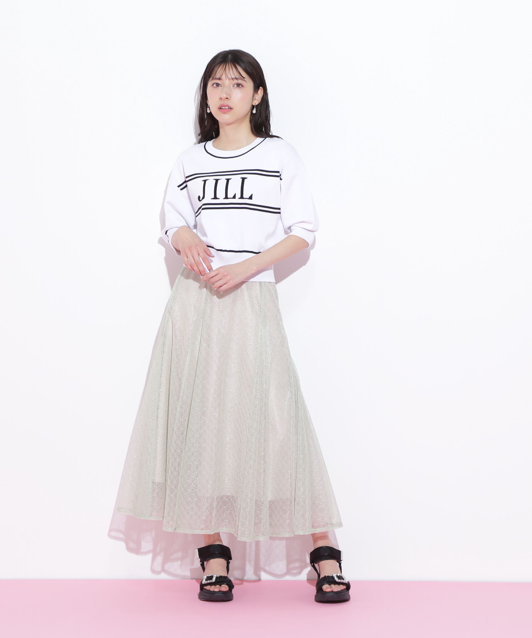  「シャイニーレースフレアスカート」|スカート|