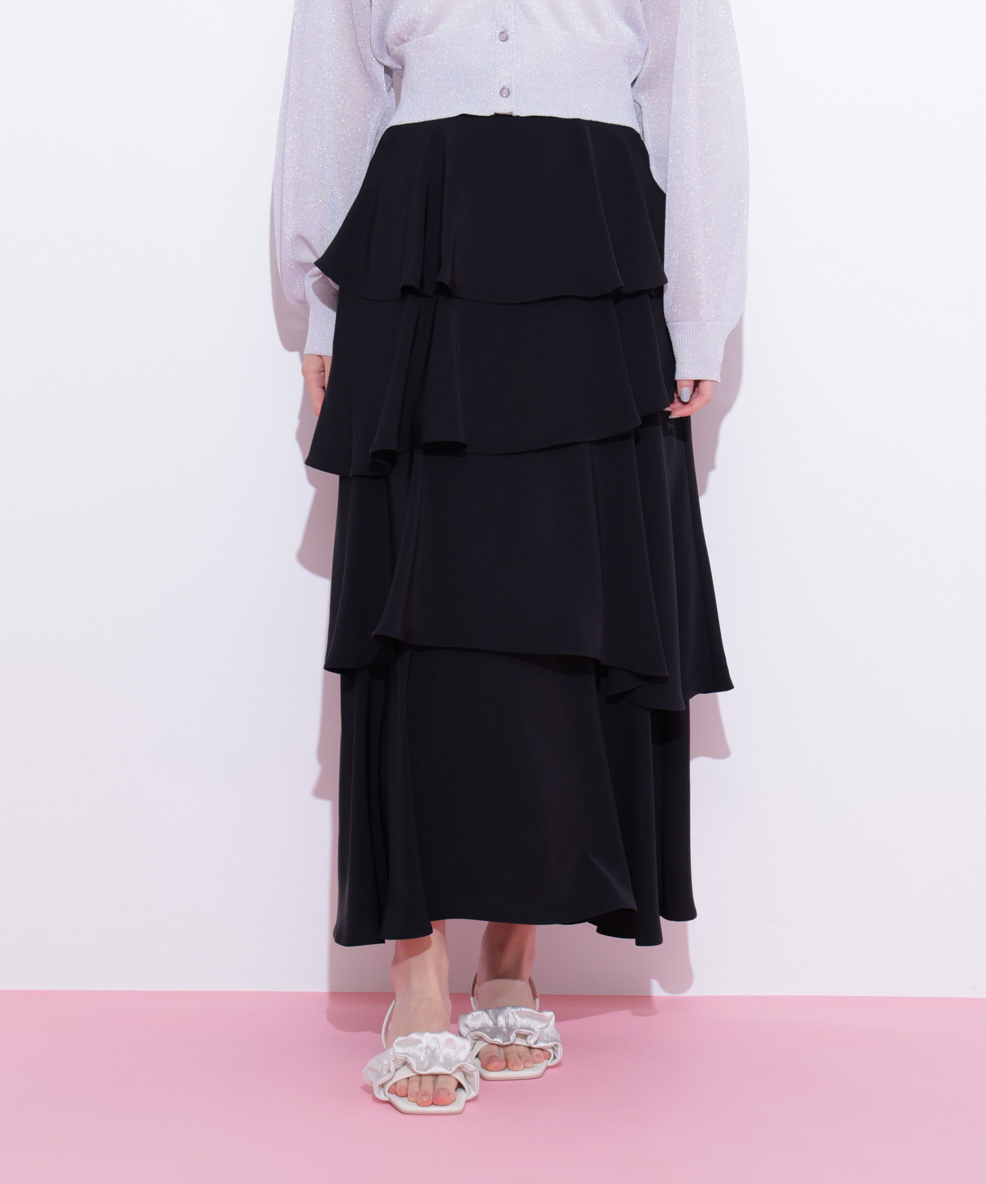  「アシメティアードロングスカート」|スカート|