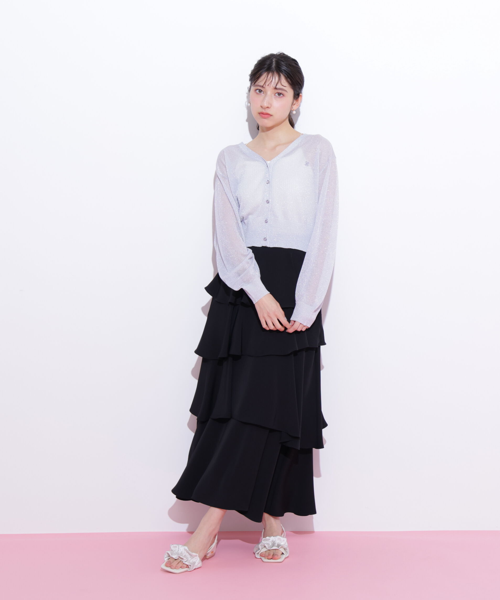  「アシメティアードロングスカート」|スカート|