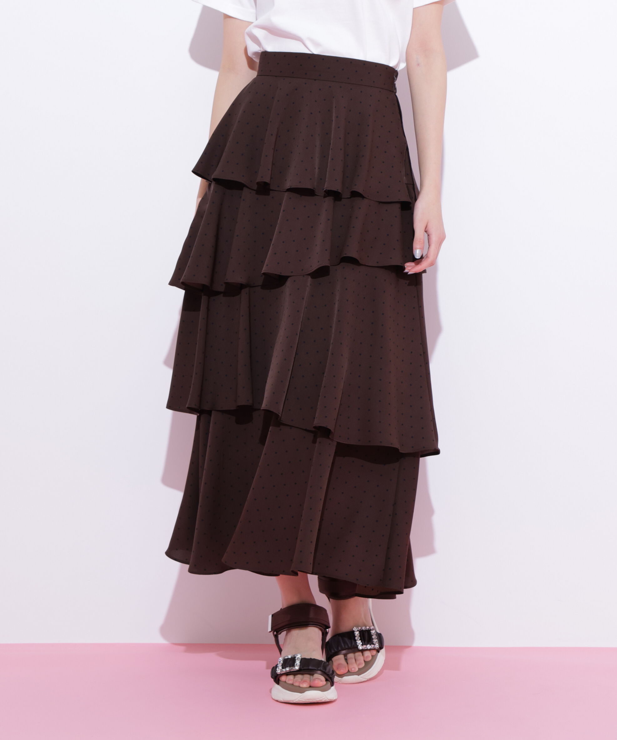  「アシメティアードロングスカート」|スカート|