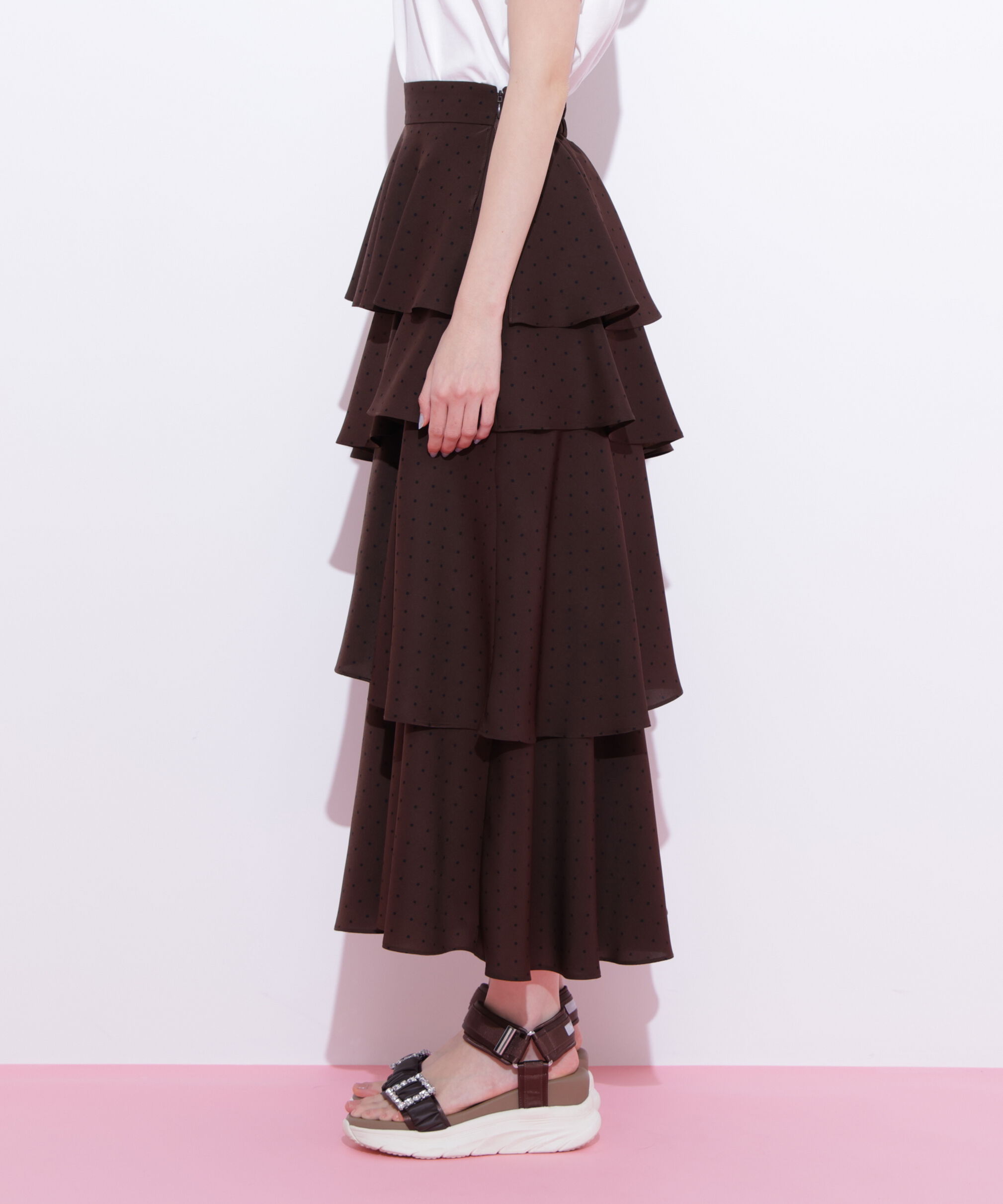  「アシメティアードロングスカート」|スカート|