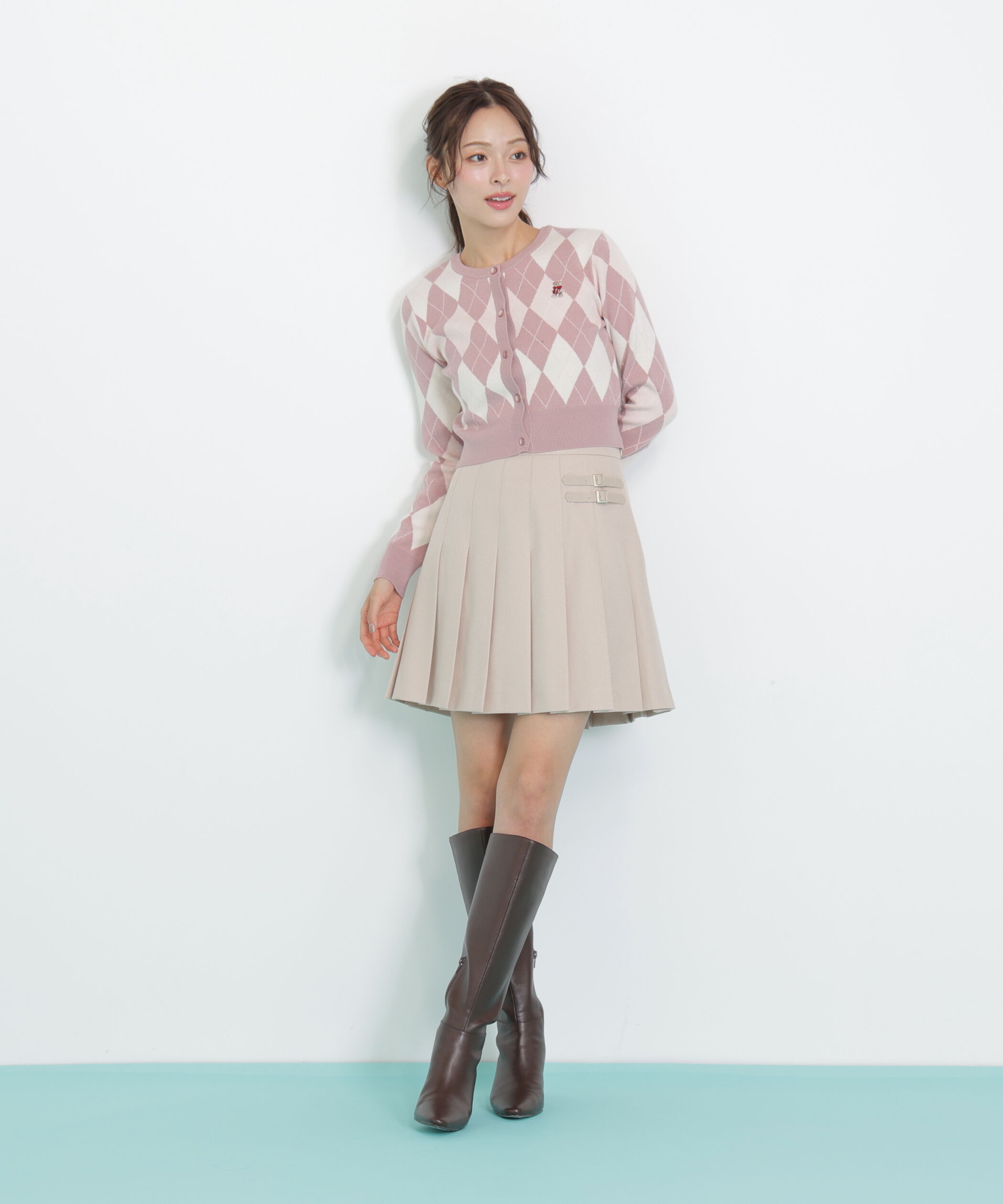  「サイドベルトプリーツミニスカート」|スカート|