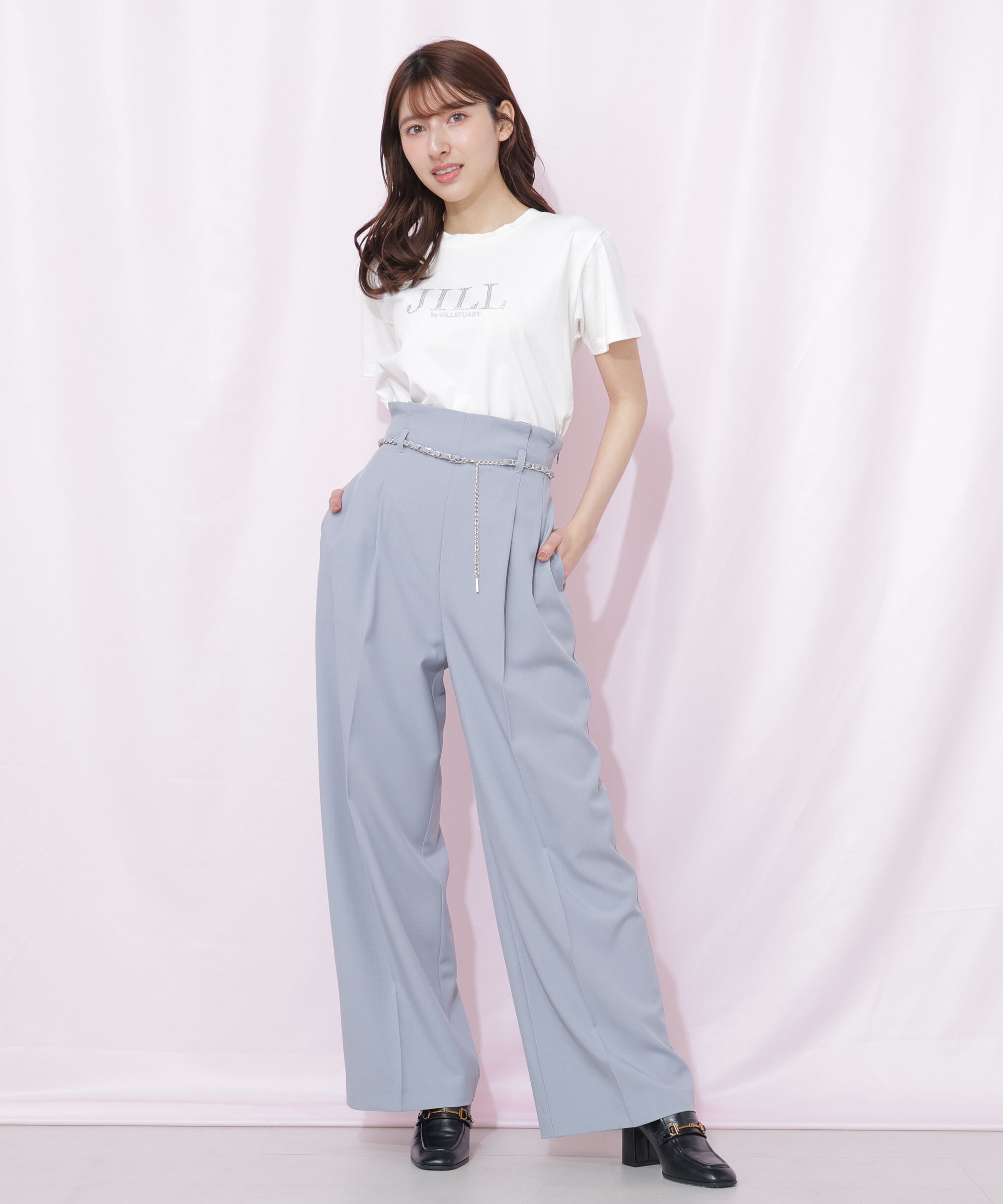  「チェーンベルトタックワイドパンツ」|その他|