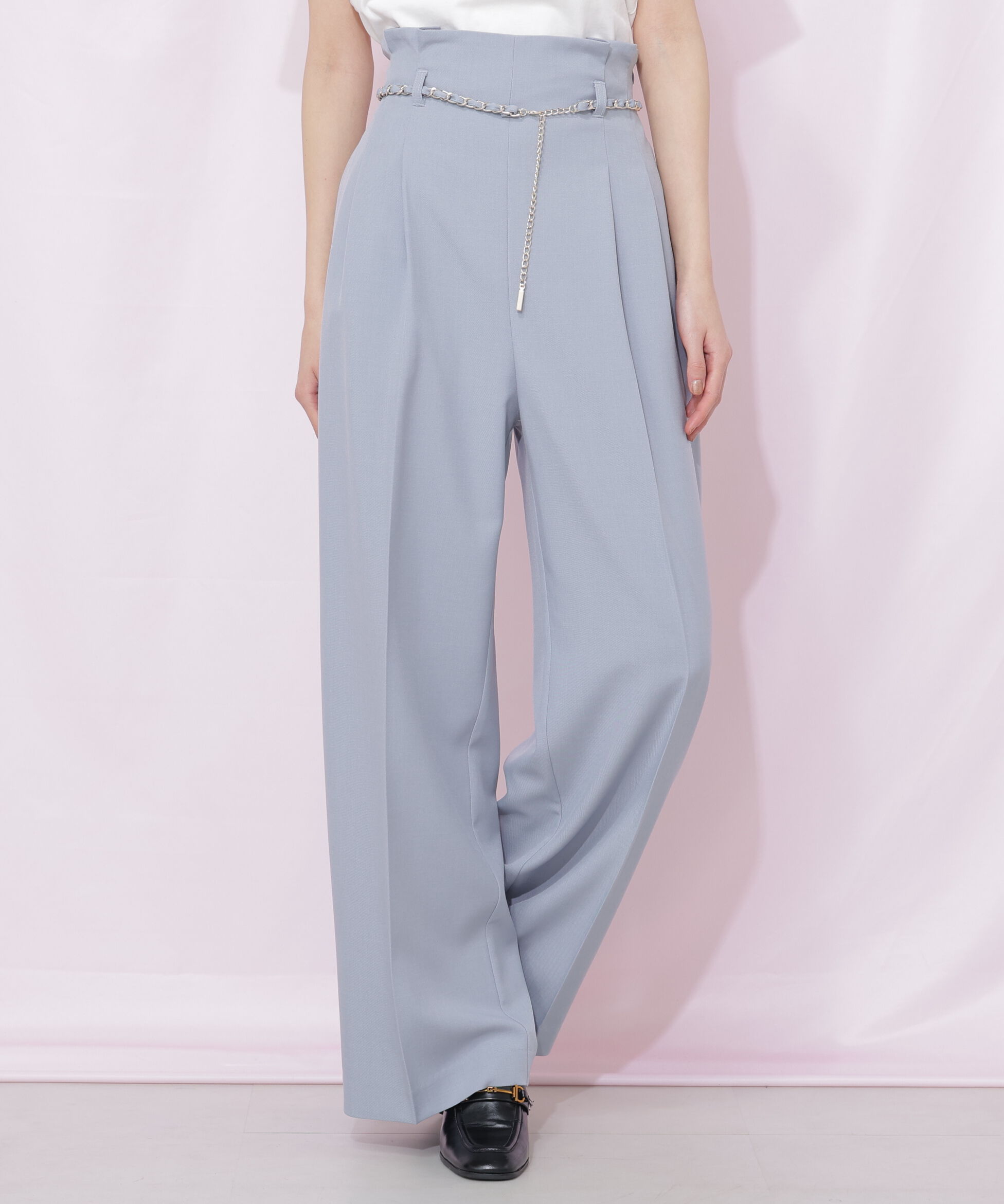  「チェーンベルトタックワイドパンツ」|その他|