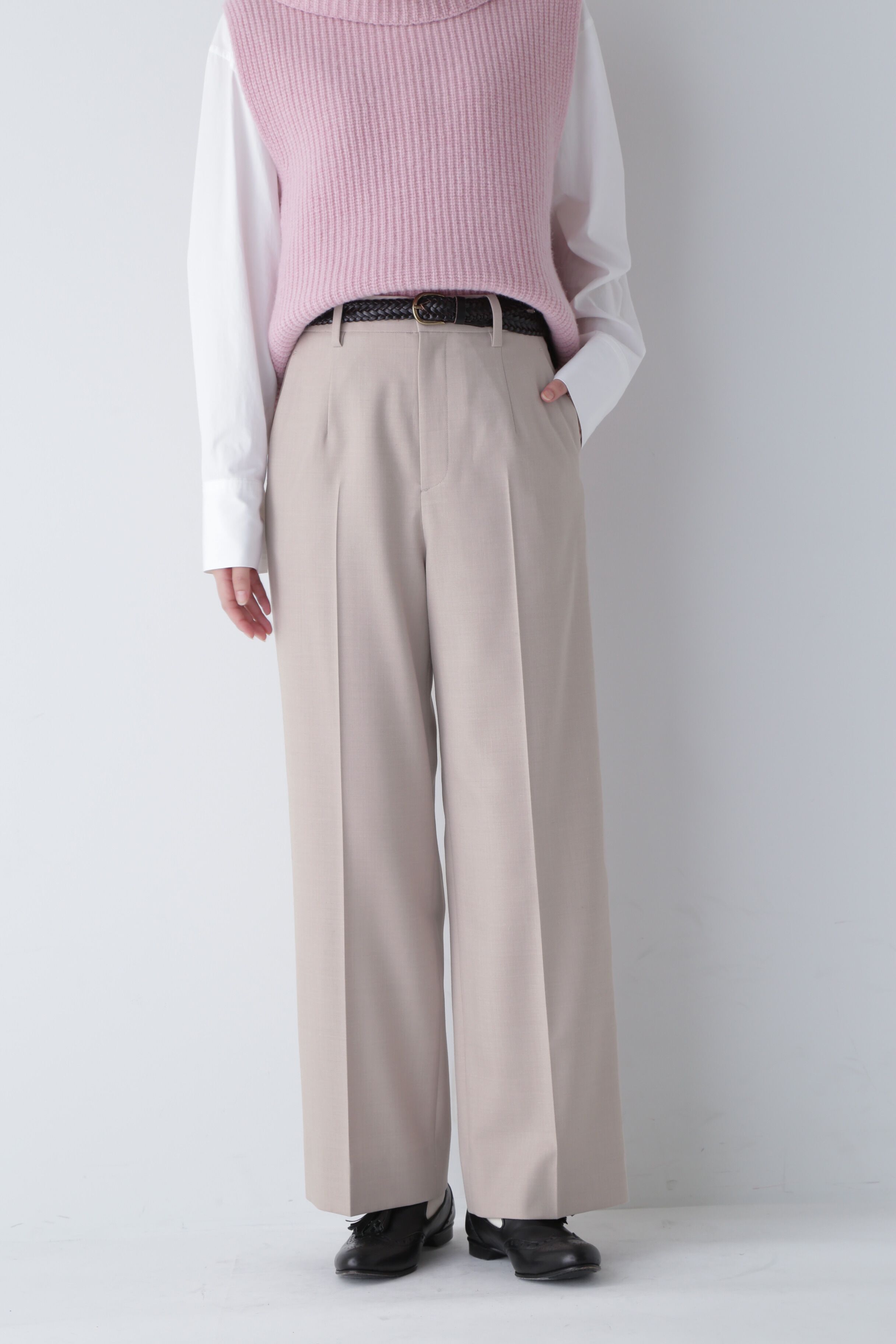  「◆センタープレスセミワイドパンツ」|その他|グレージュ2