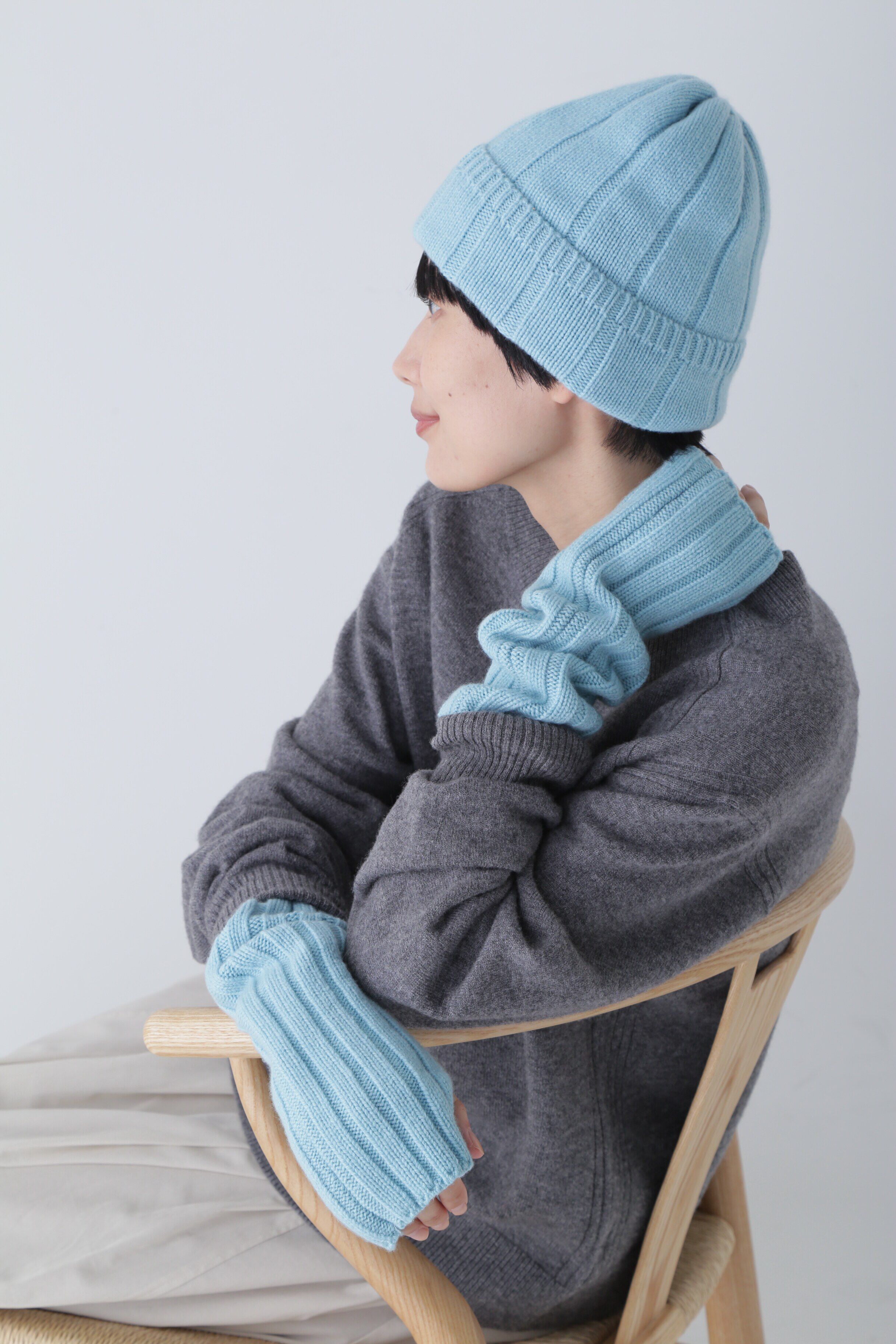  「◆カシミヤニット帽」|その他|サックスブル