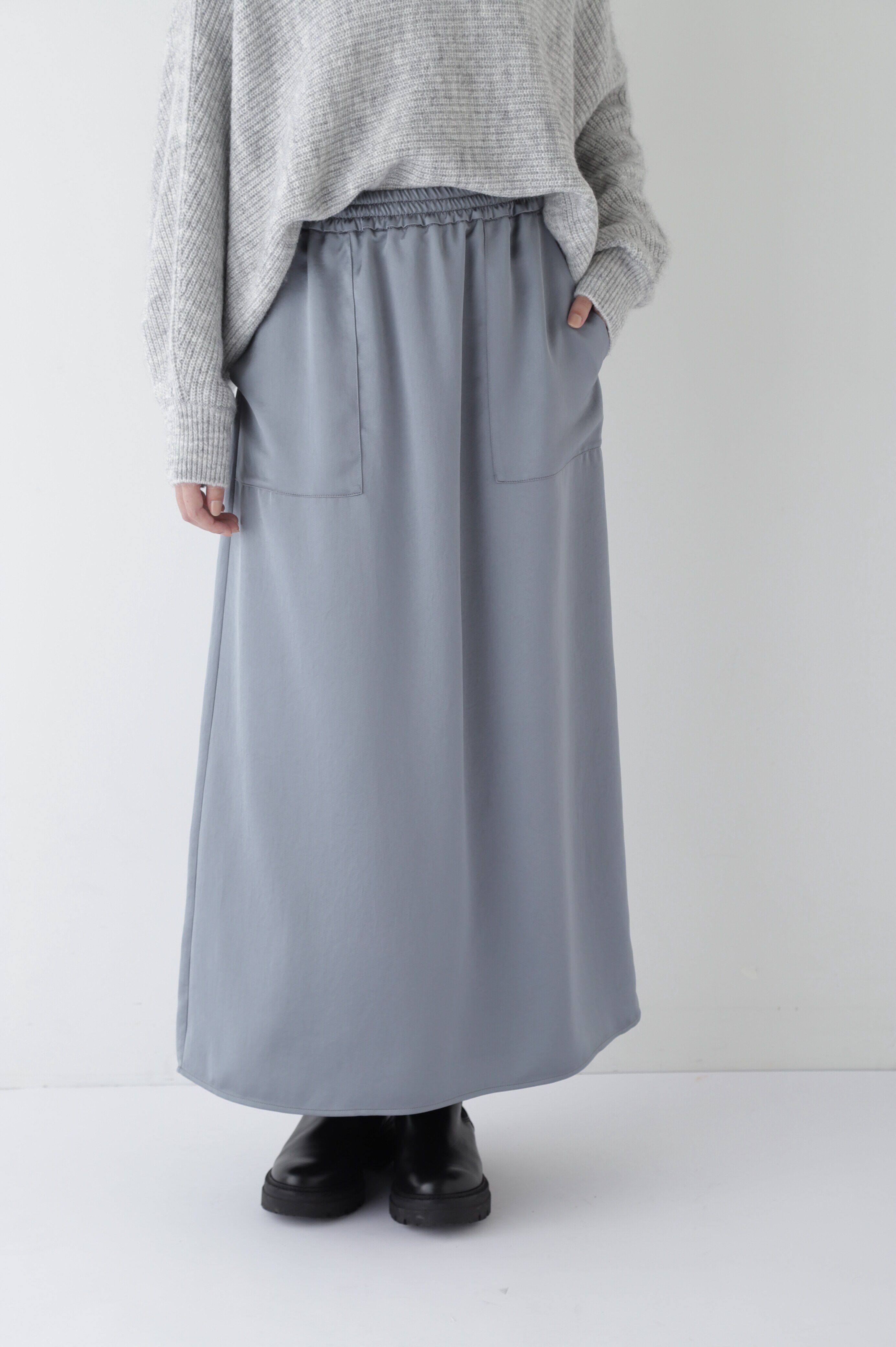  「◆ワッシャーサテンワークディティールスカート」|スカート|グリーン