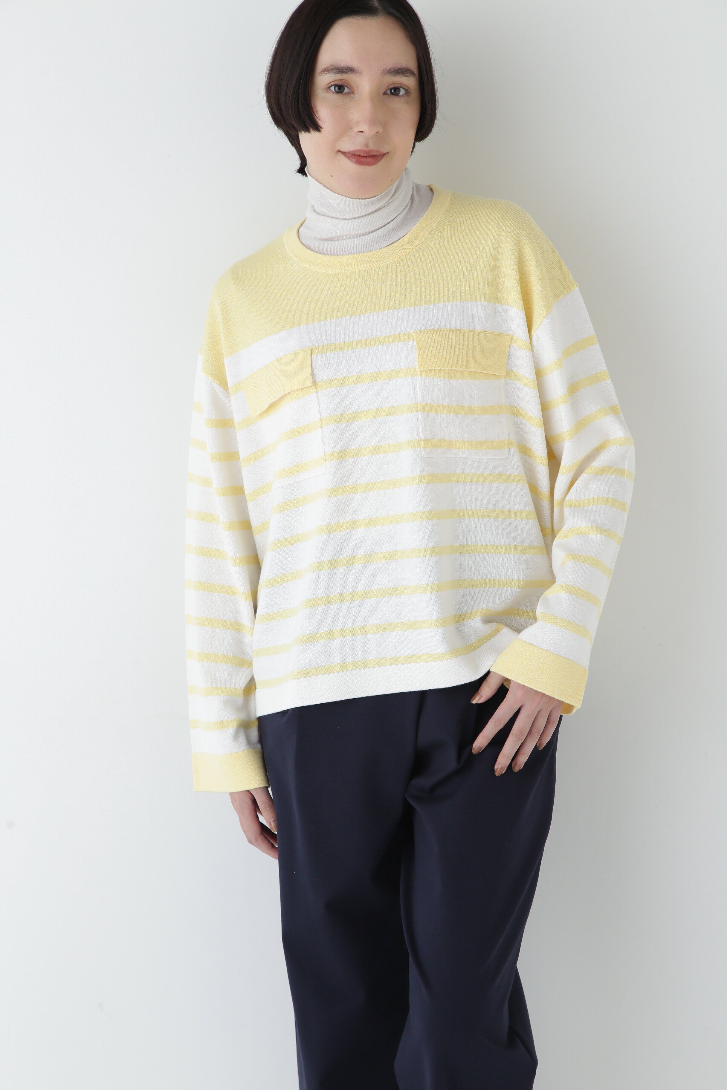  「◆【ウォッシャブル】梳毛ボーダープルオーバー」|ニット・セーター|イエロー&times;ホ  3