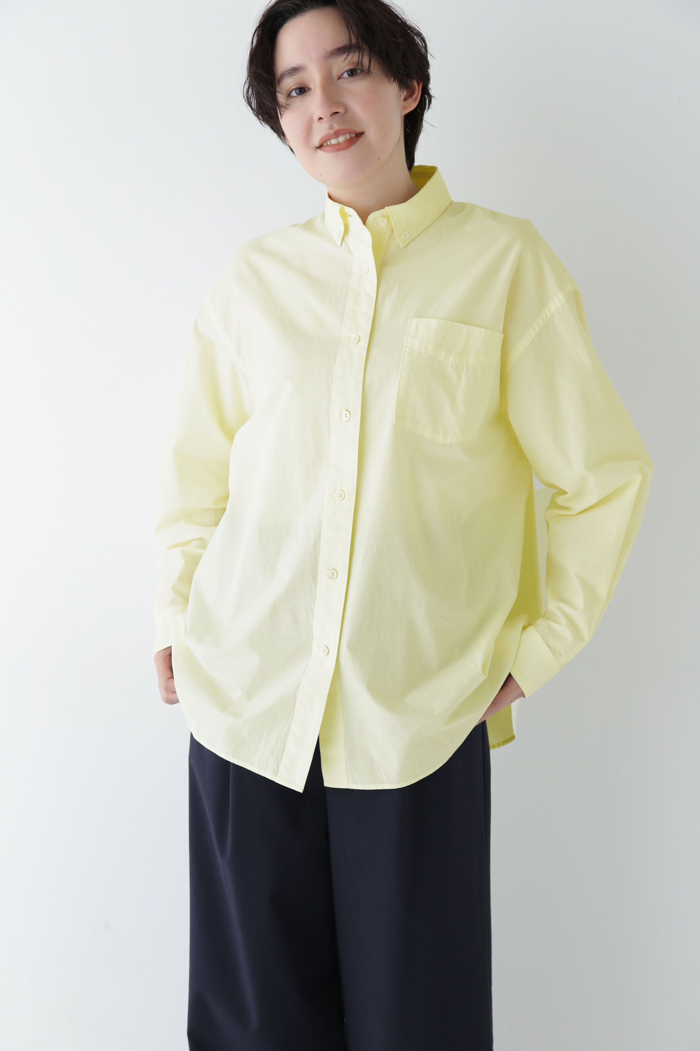  「◆製品染めボタンダウンオーバーシャツ」|シャツ・ブラウス|イエロー
