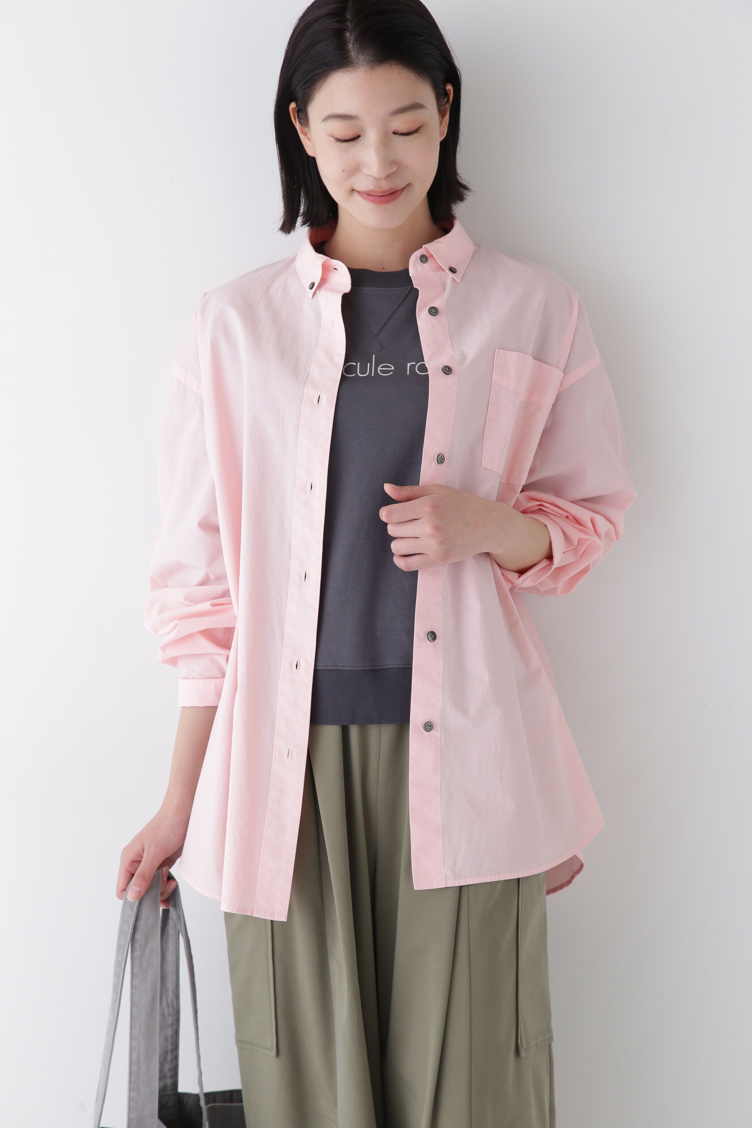  「◆製品染めボタンダウンオーバーシャツ」|シャツ・ブラウス|ピンク