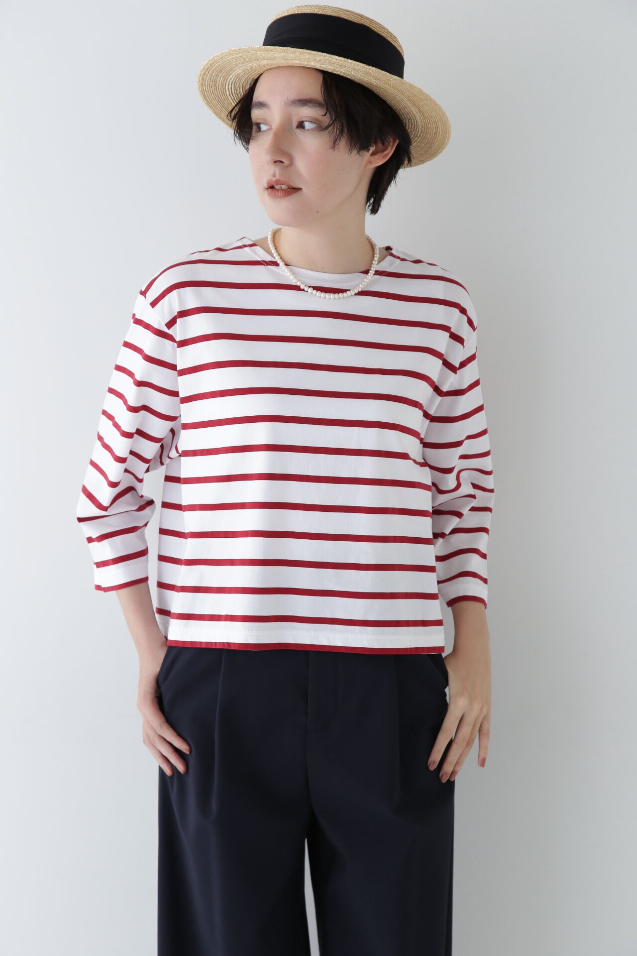  「◆ハイゲージボーダープルオーバー」|Tシャツ・カットソー|レッドボーダ 3