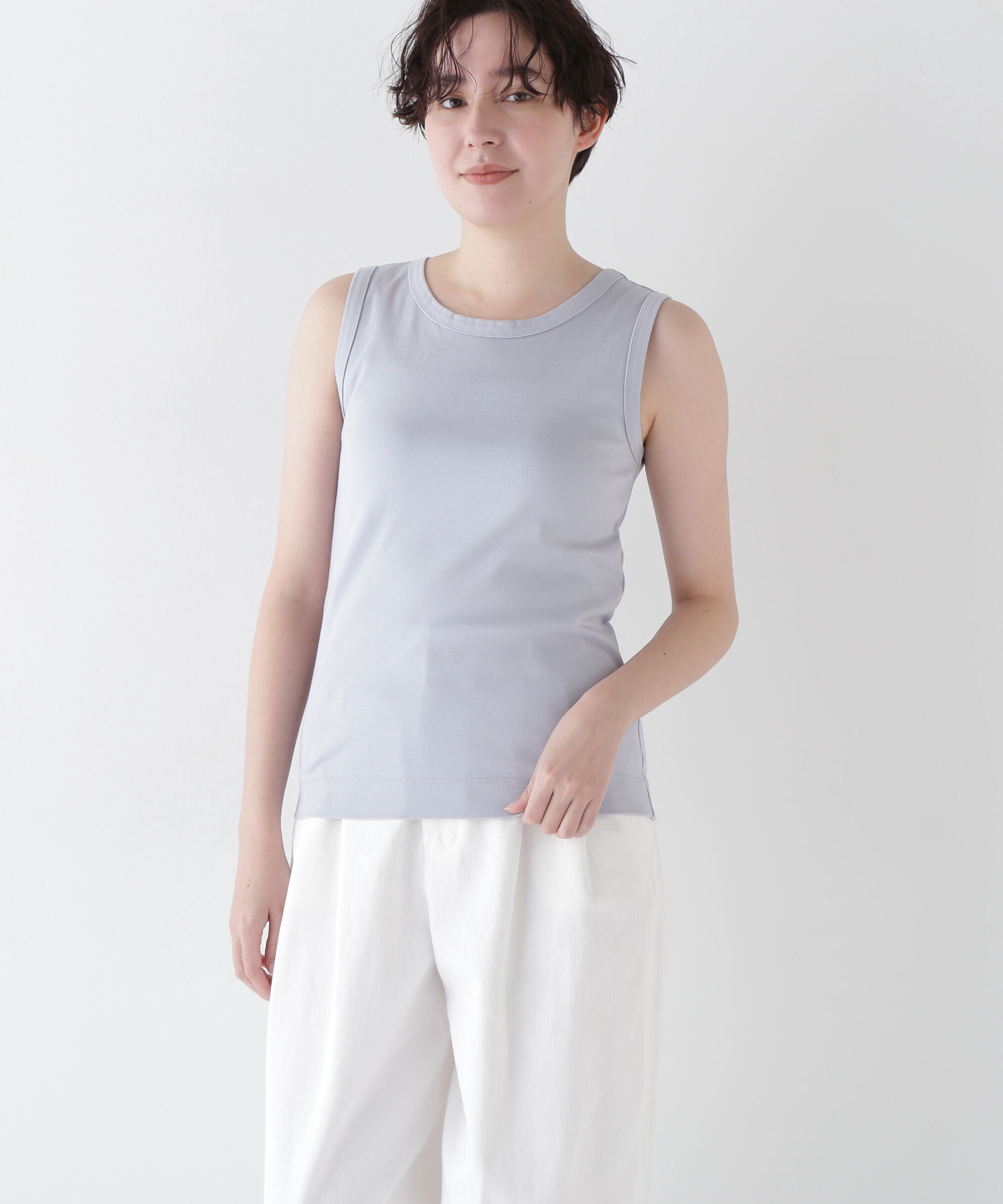  「オーガニックコットンタンクトップ」|Tシャツ・カットソー|ブルーグレー