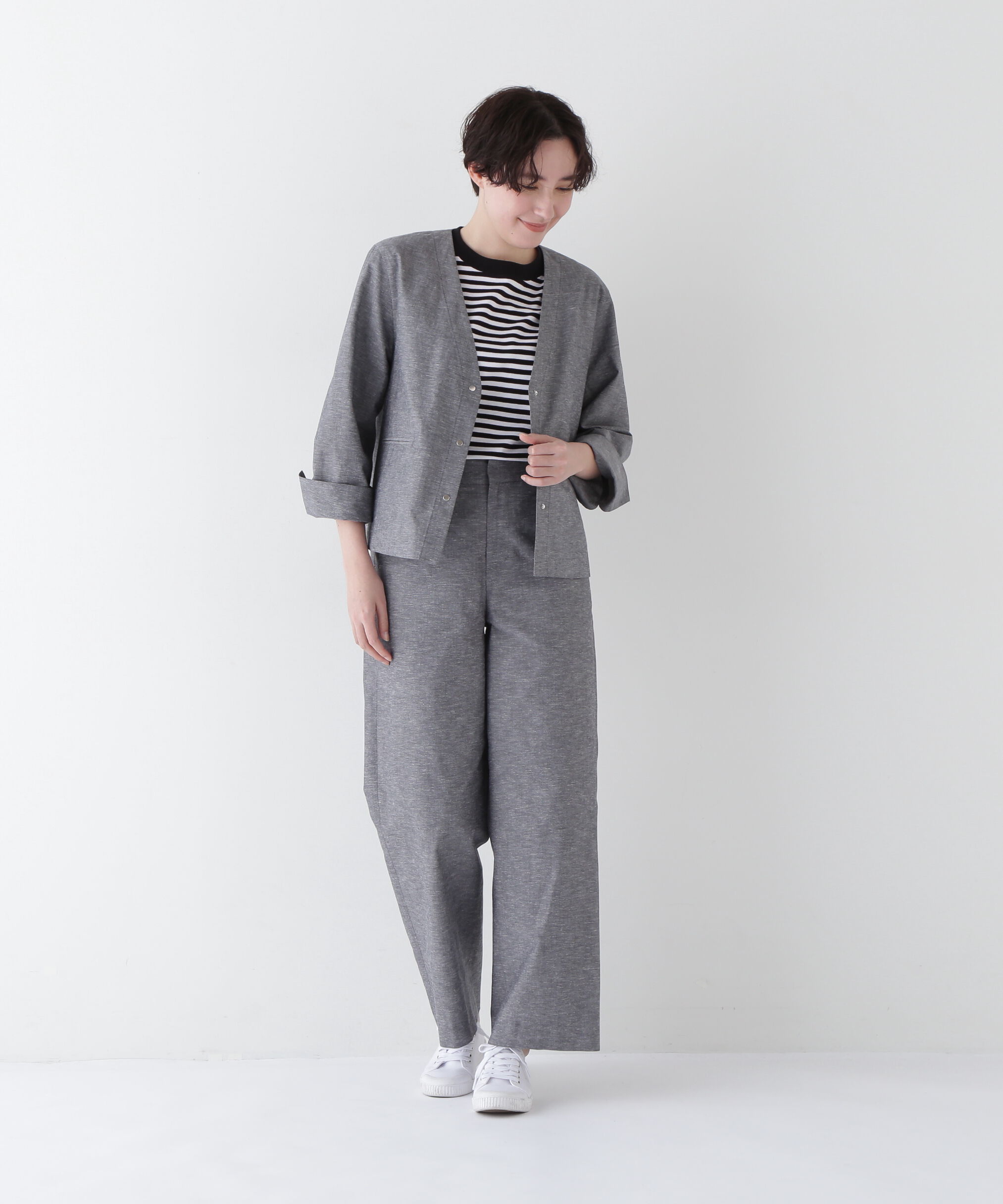  「◆綿麻シャンブレーセミワイドパンツ」|その他|