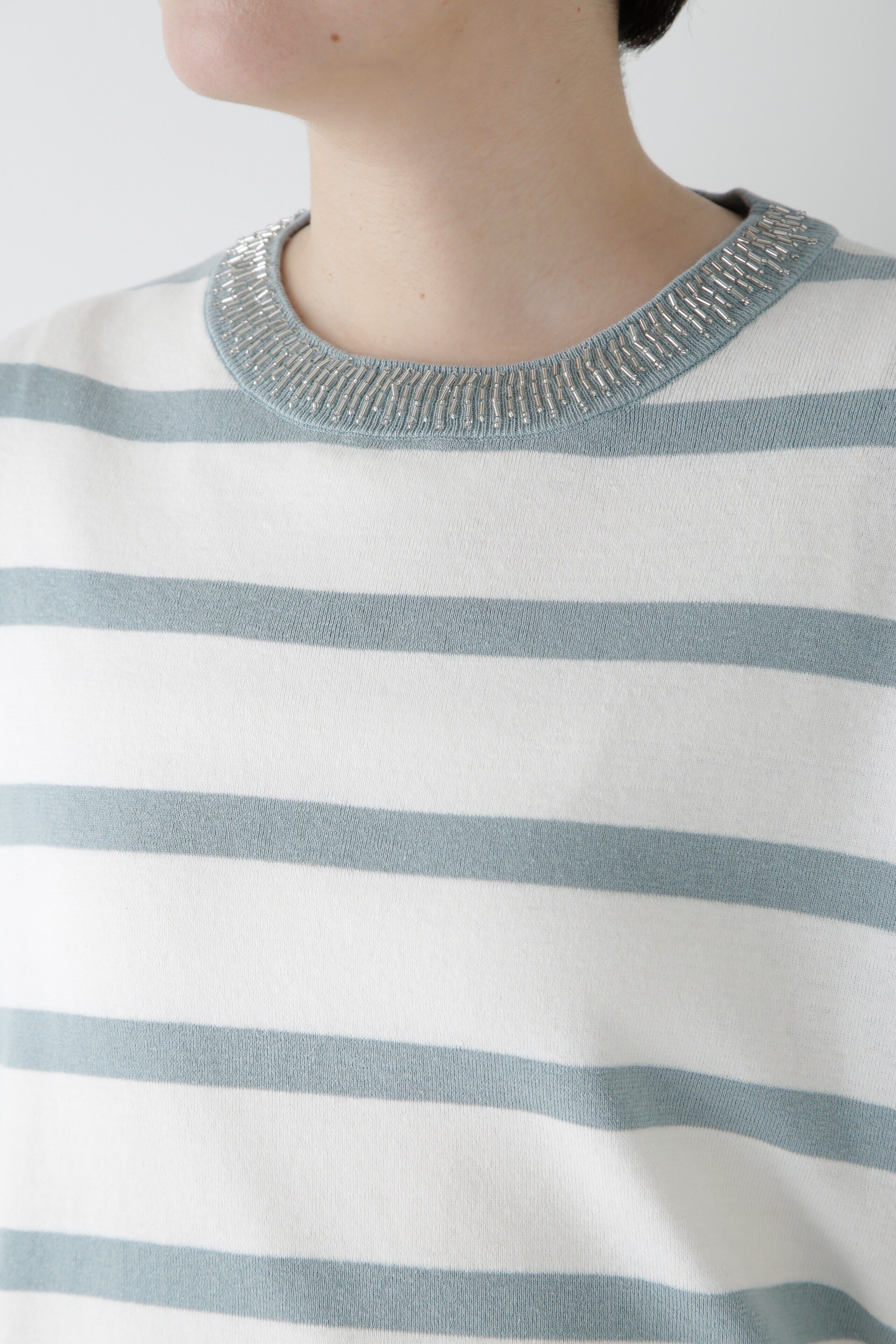  「◆【ウォッシャブル】ビジューボーダーニット」|ニット・セーター|