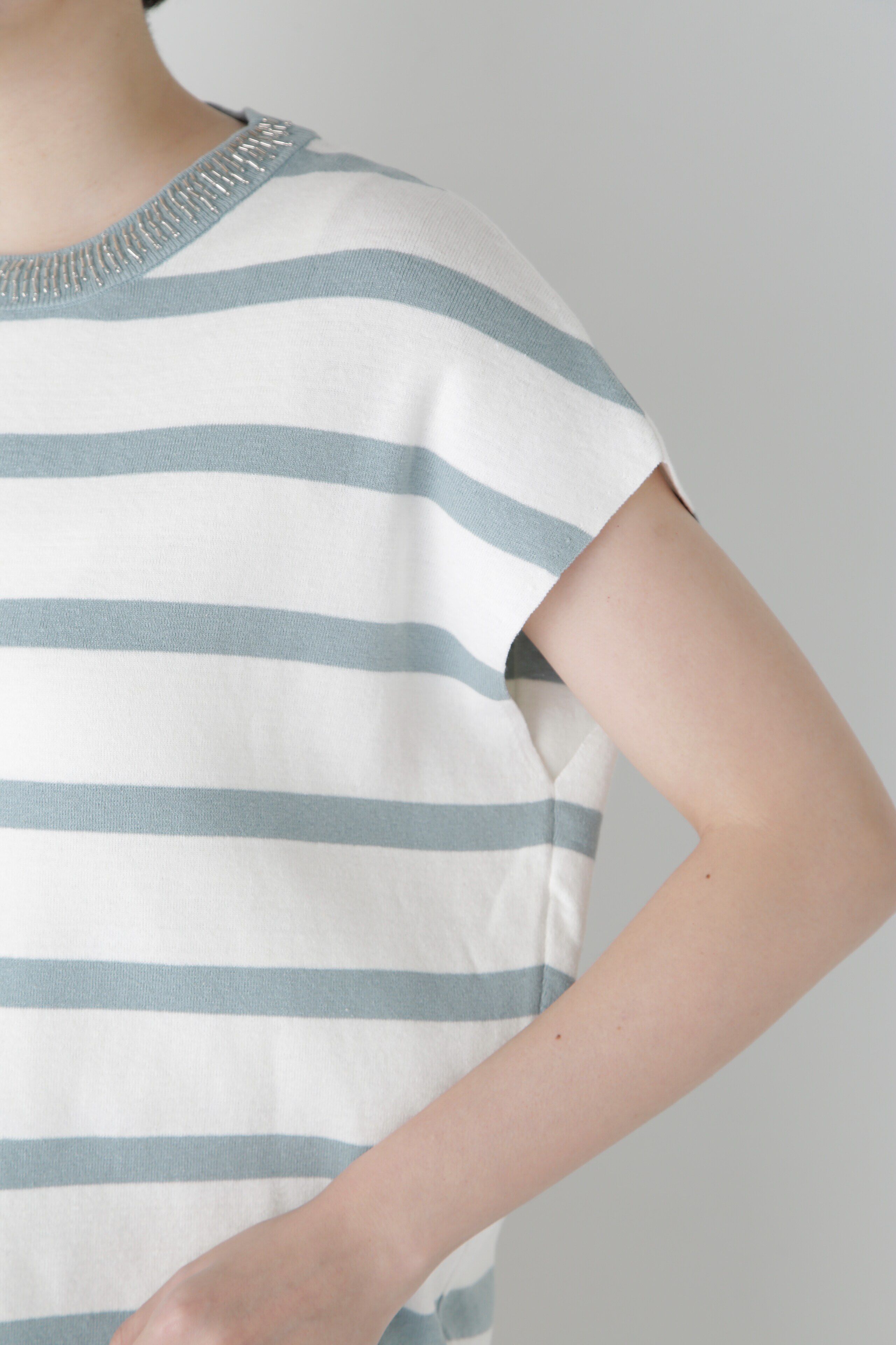  「◆【ウォッシャブル】ビジューボーダーニット」|ニット・セーター|