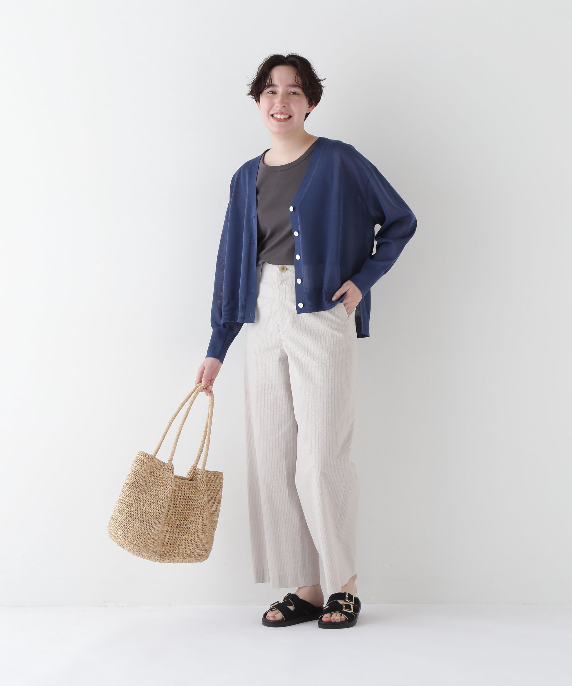  「◆【ウォッシャブル】シアーハイゲージ長袖カーディガン」|ニット・セーター|