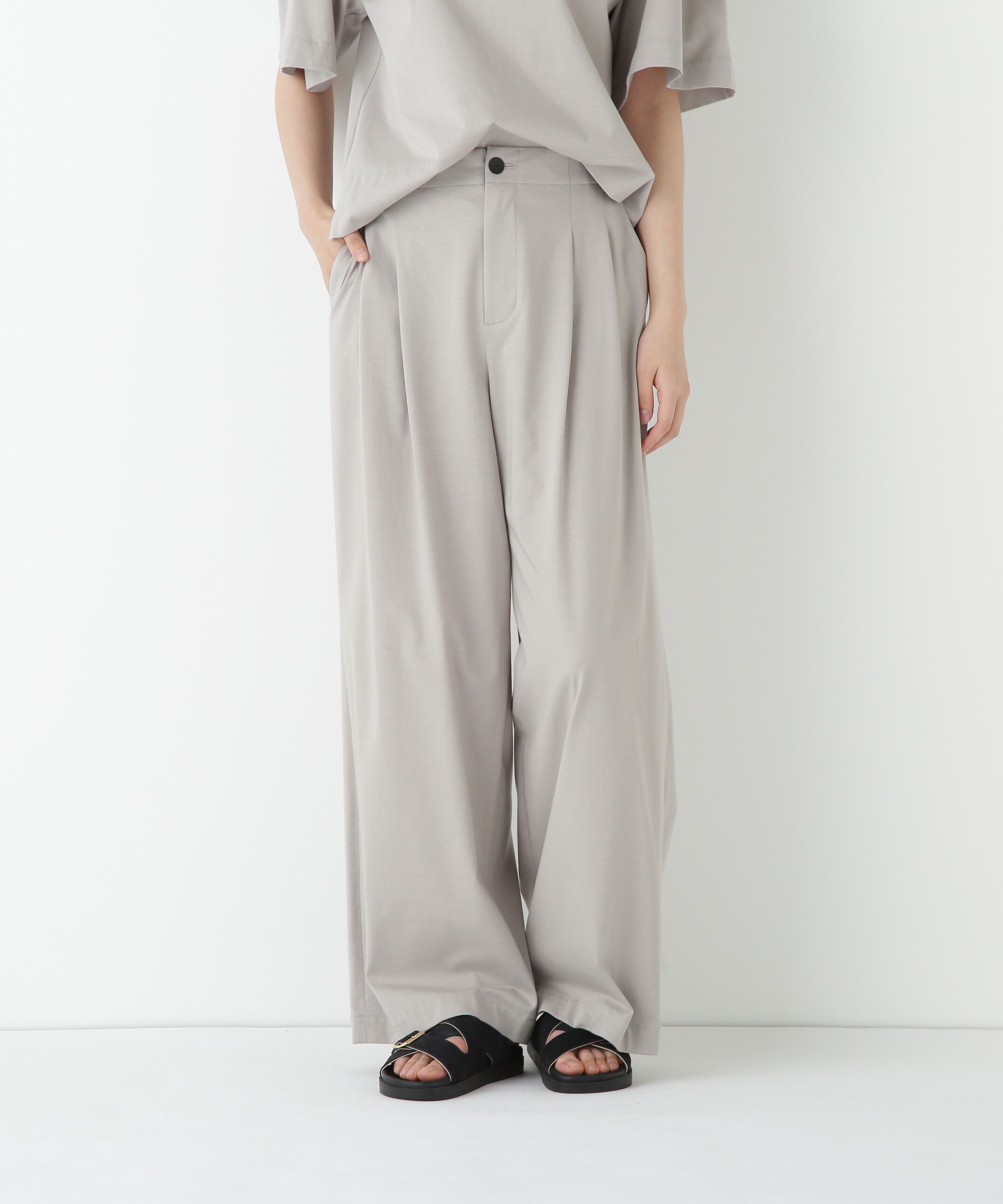  「◆プレーティング天竺タックセミワイドパンツ」|その他|