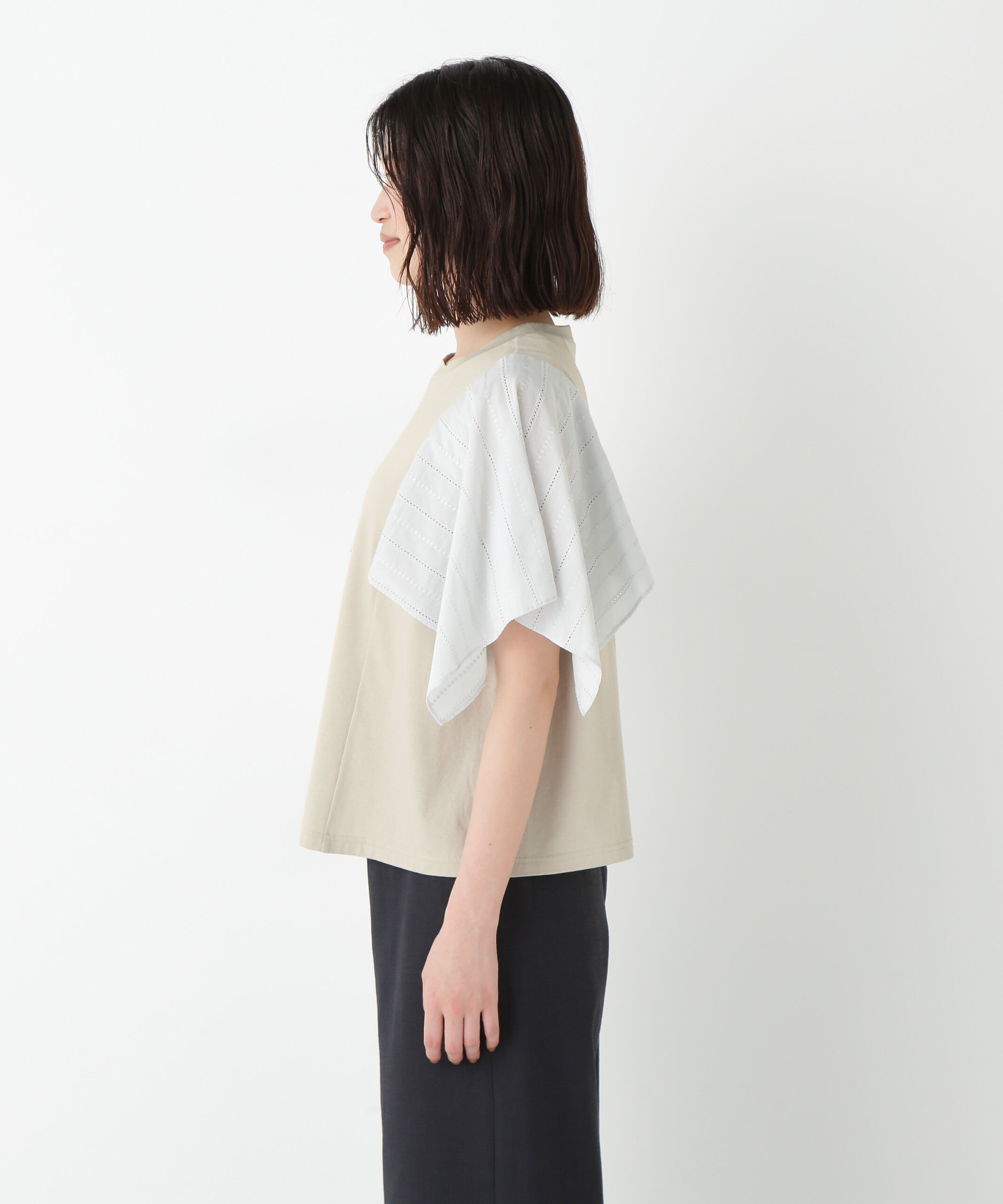  「◆コットンローンレースドッキングプルオーバー」|Tシャツ・カットソー|