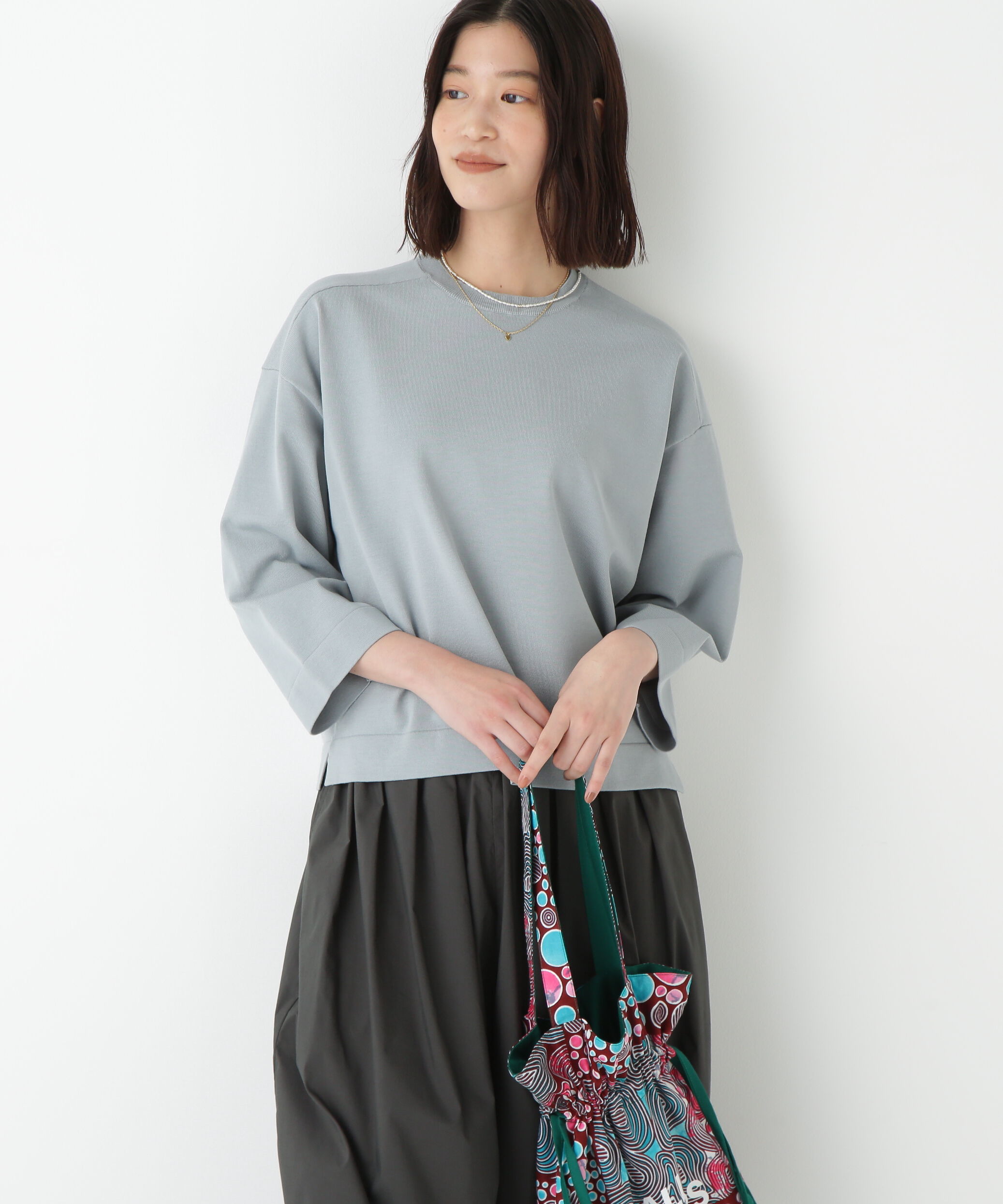  「◆オーガニックコットン混プレーティングプルオーバー」|ニット・セーター|グレー