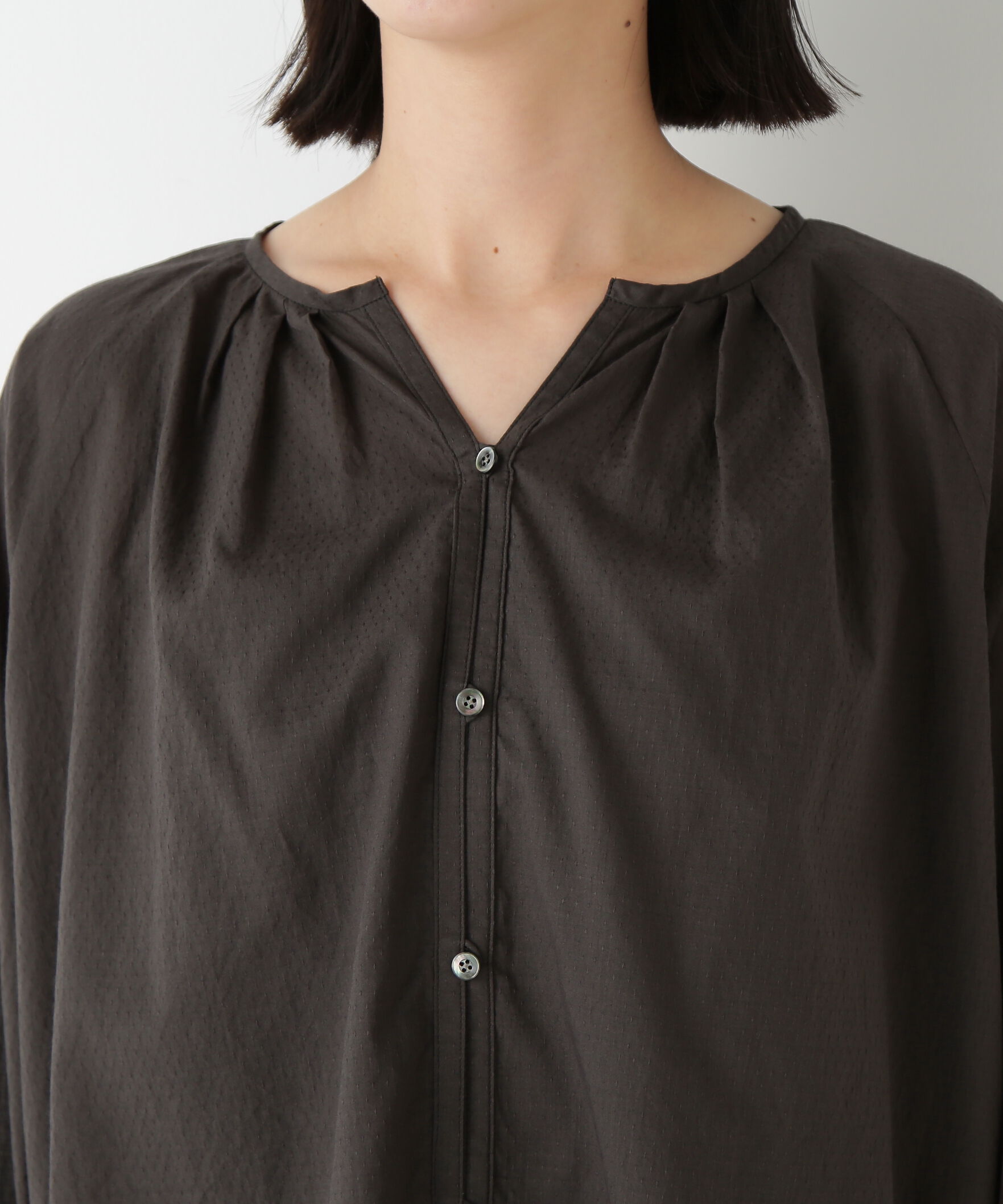  「◆ダイヤドットギャザーブラウス」|シャツ・ブラウス|