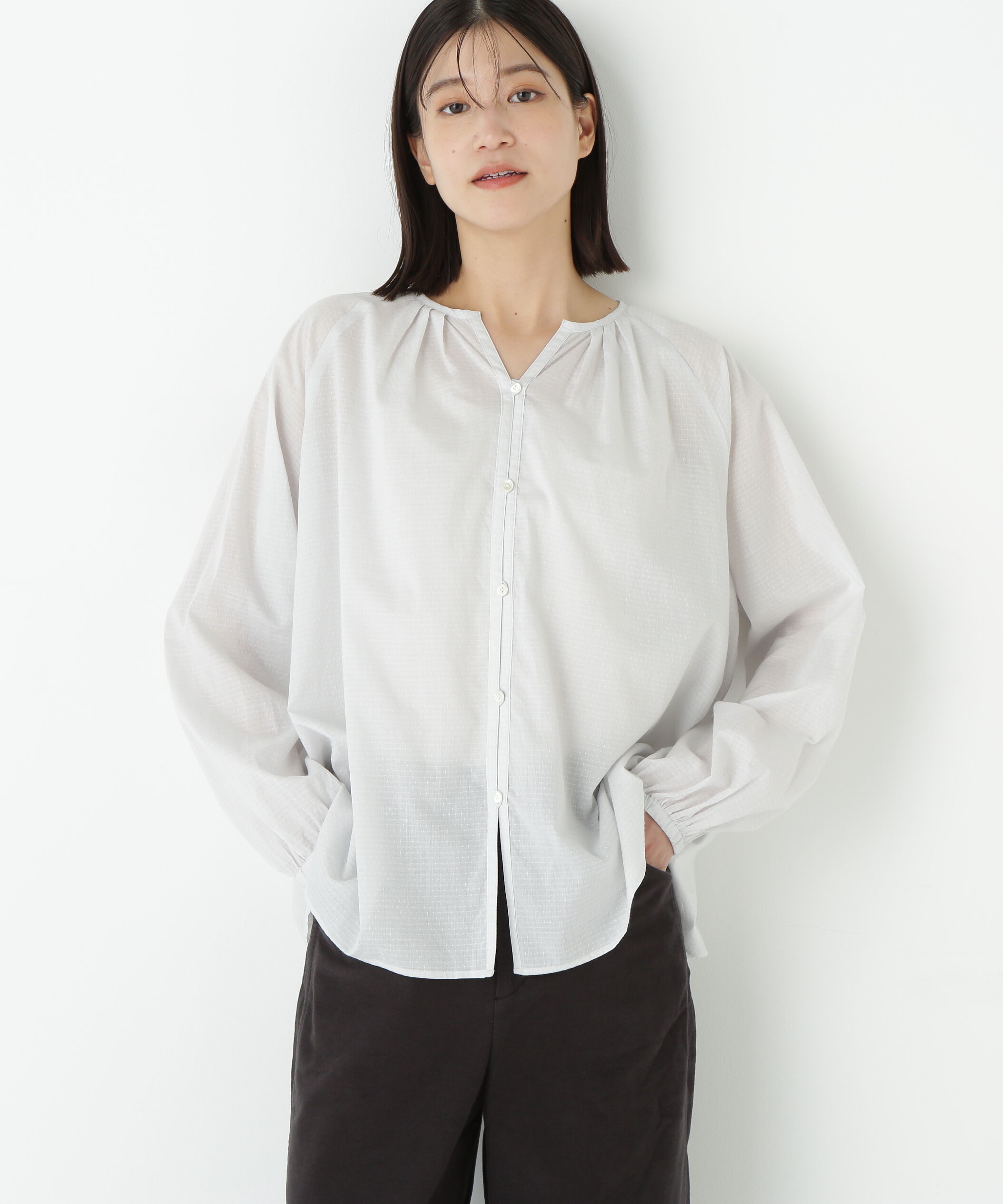  「◆ダイヤドットギャザーブラウス」|シャツ・ブラウス|