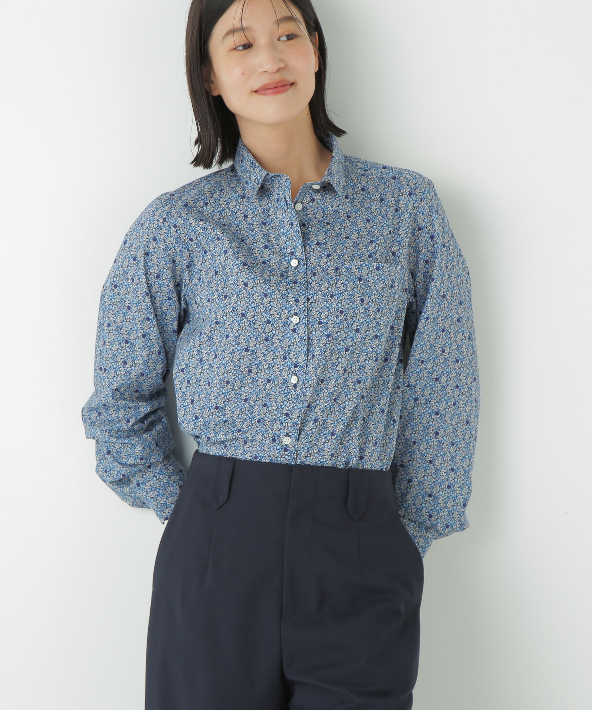  「◆リバティプリントベーシックカラーシャツ」|シャツ・ブラウス|