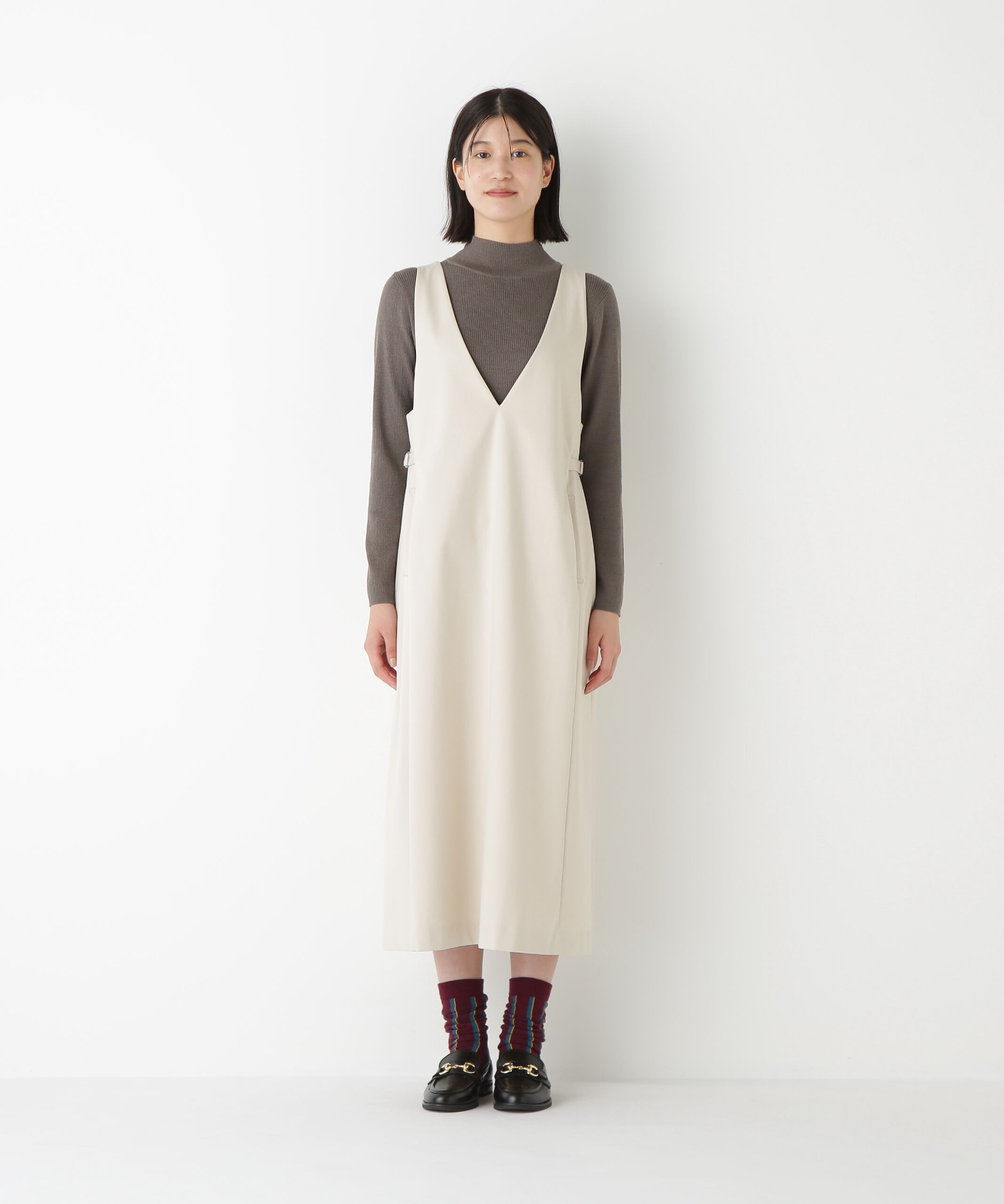  「◆ストレッチポンチＶネックジャンパースカート」|ワンピース|