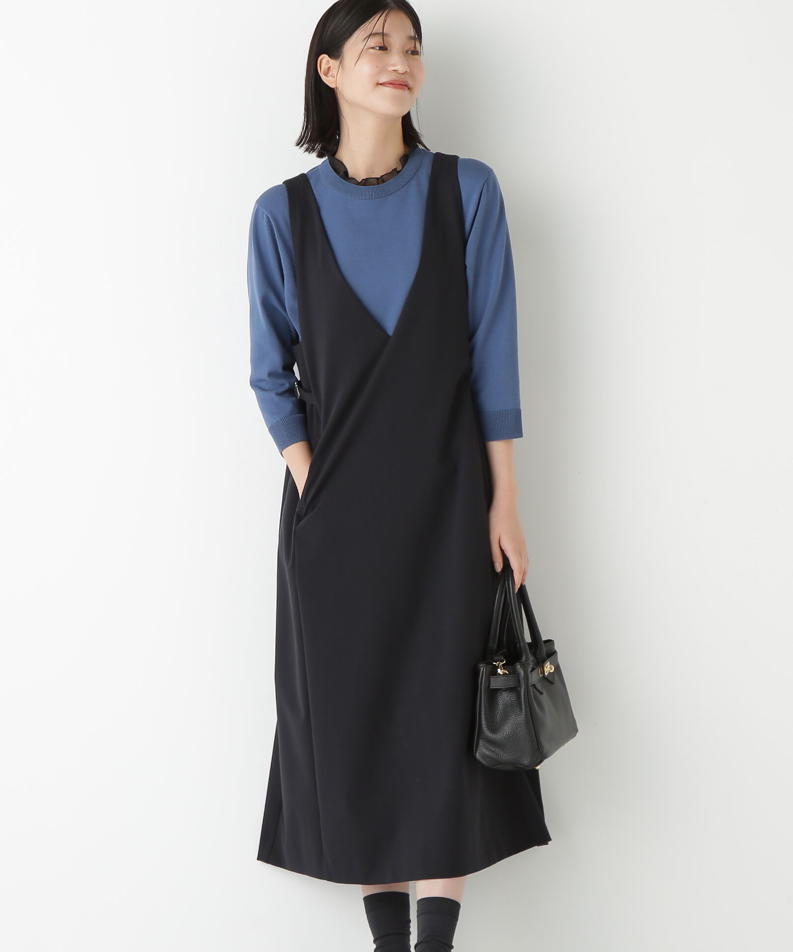  「◆ストレッチポンチＶネックジャンパースカート」|ワンピース|