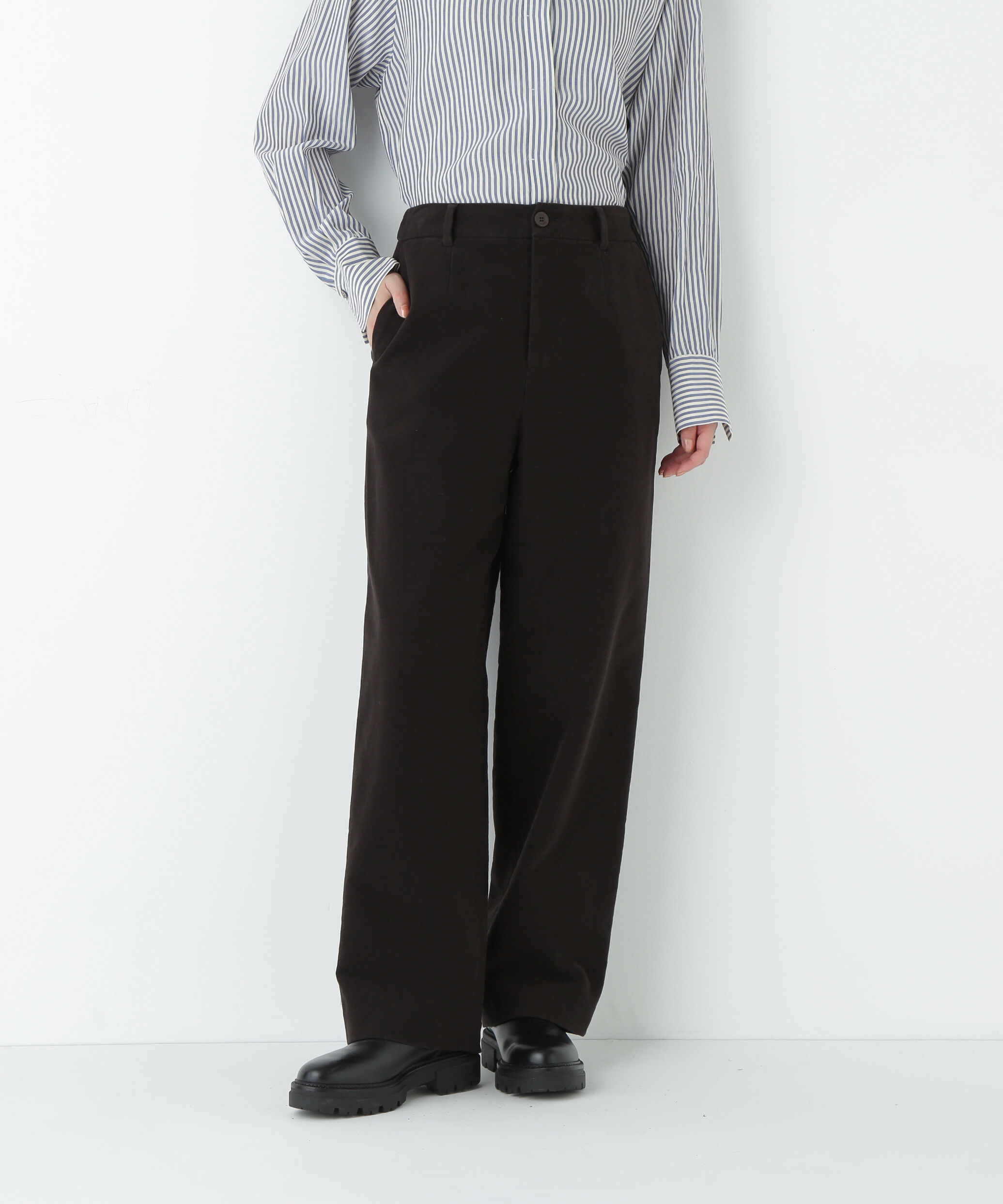  「≪マルチサイズ展開≫リクライドクロスセミワイドパンツ」|その他|ブラウン