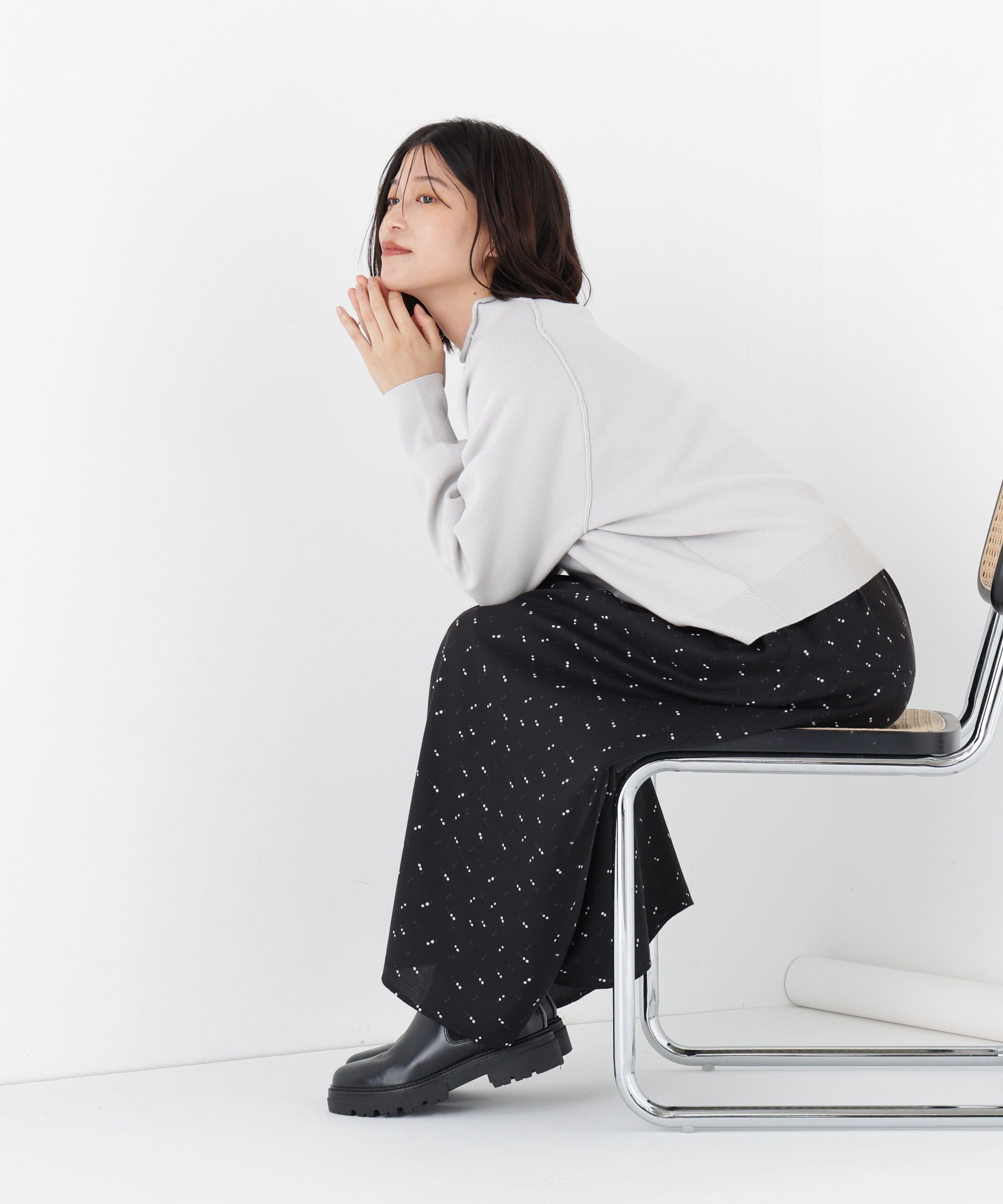  「◆《ウォッシャブル》変形ドットタックギャザースカート」|スカート|