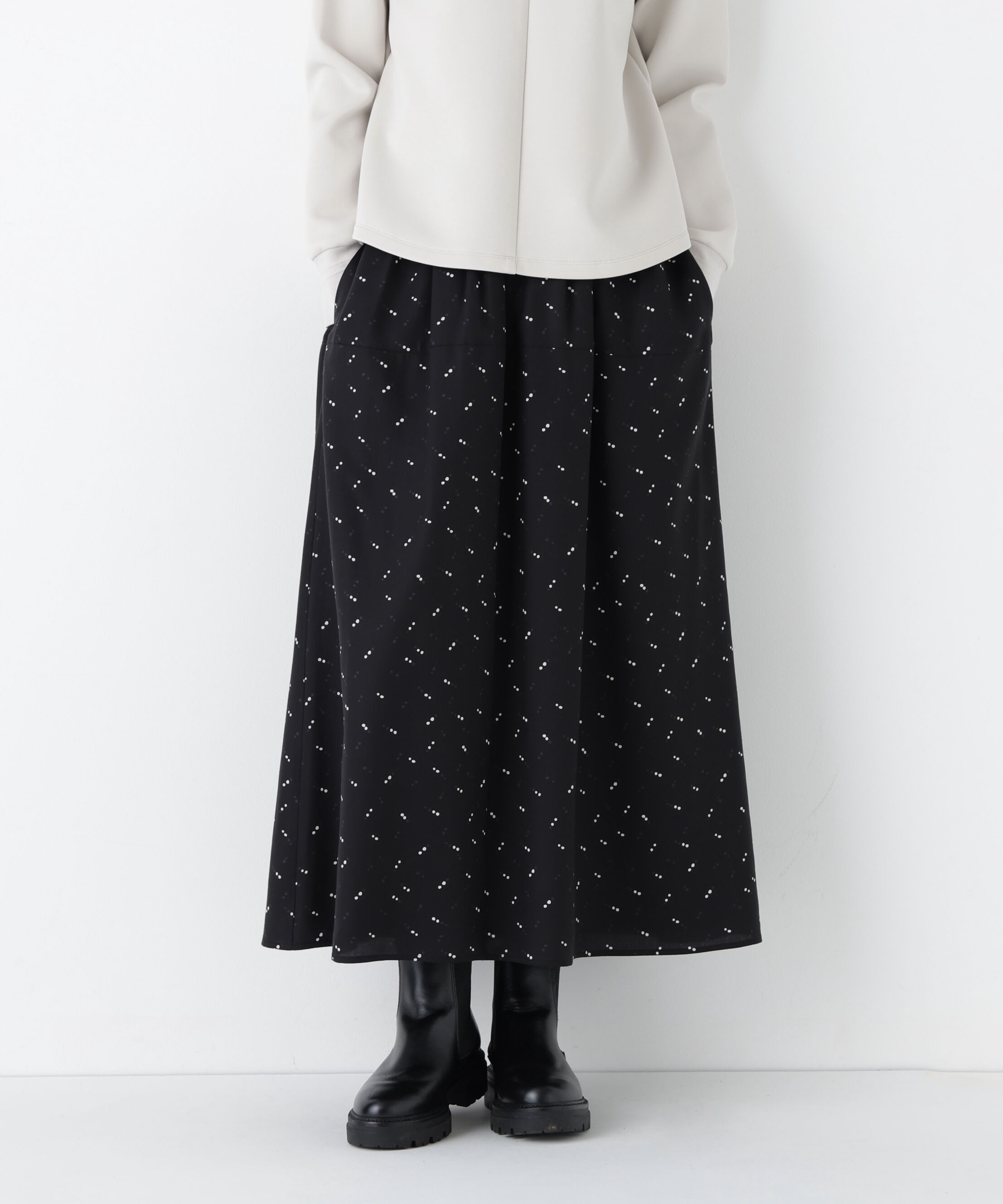  「◆《ウォッシャブル》変形ドットタックギャザースカート」|スカート|